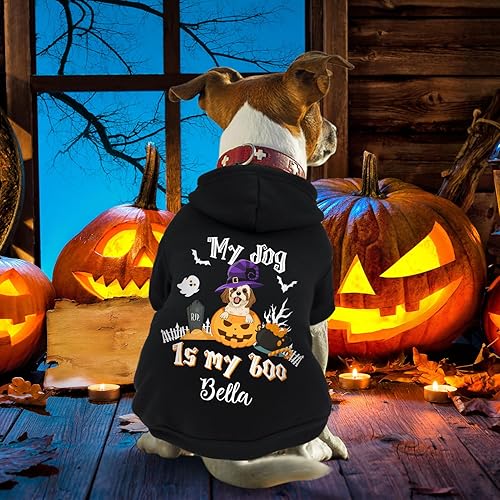Miniatura 6 de Atdesk Sudadera con capucha personalizada para perro de Halloween, sudadera con capucha para perro con nombre personalizado, sudadera con capucha
