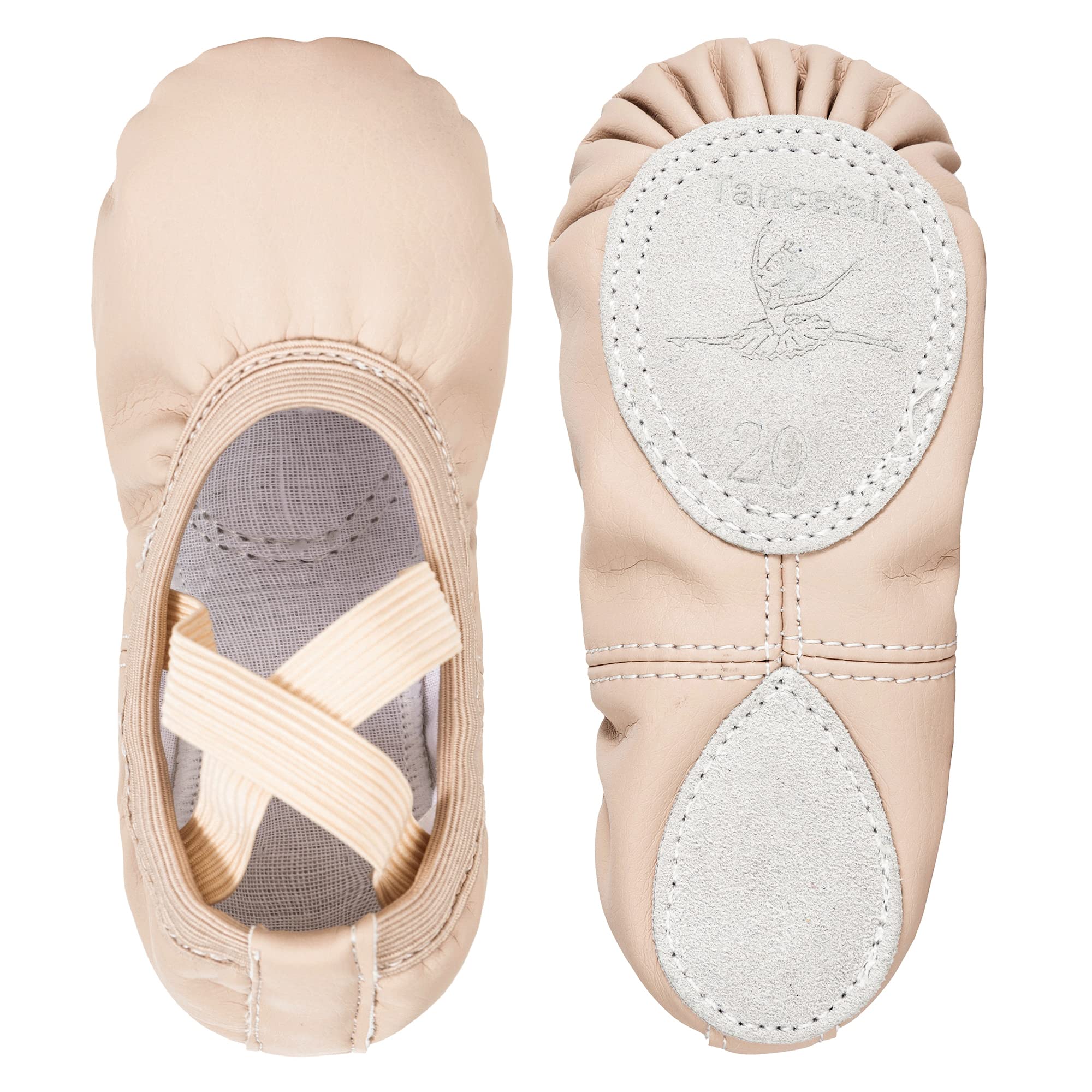 Zapatillas de Ballet Cuero Zapatillas de Baile Zapatillas de Gimnasia y Yoga Suela Dividida de Cuero para niñas pequeñas Niñas Mujeres