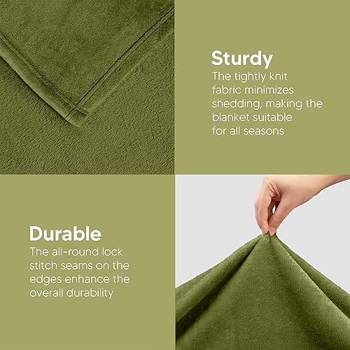 Miniatura 7 de Utopia Bedding - Manta polar de 8.85 ozyd, tamaño queen, color verde oliva, manta de cama antiestática, mullida, suave, de microfibra (90 x 90