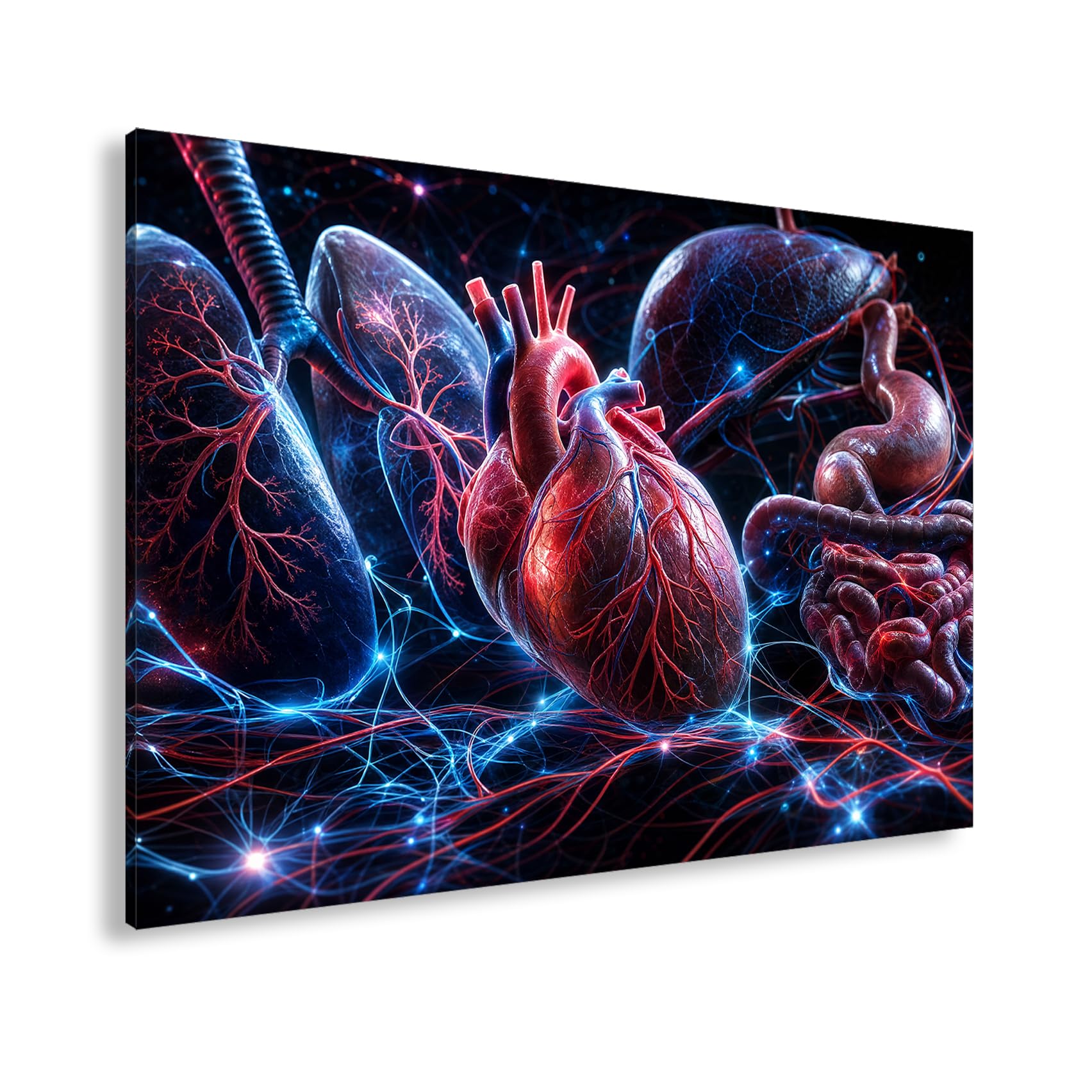 deyoli Obraz na płótnie serce i płuca z siatką naczyniową 100 x 70 cm