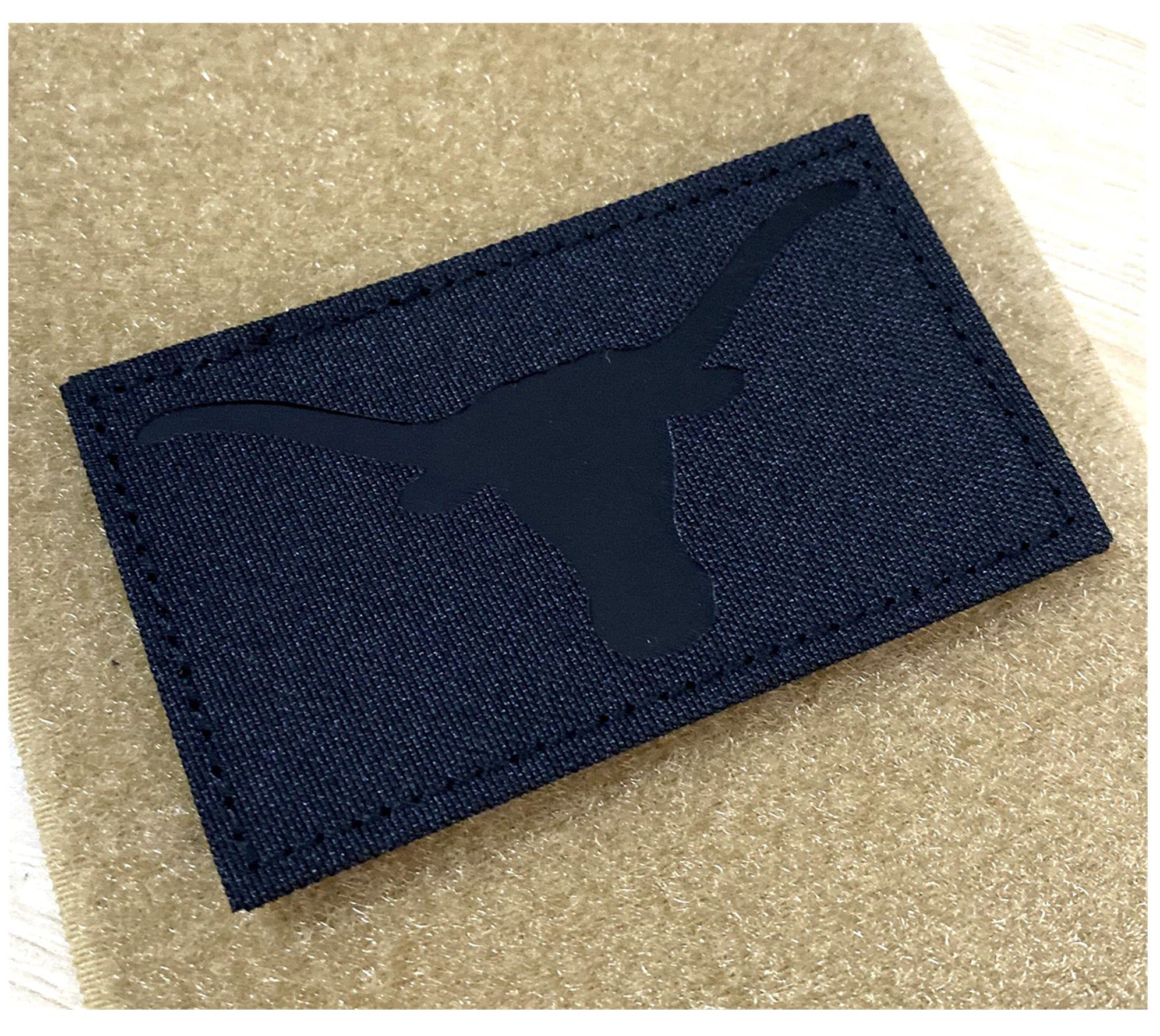 JUJUPUPS IR Texas Longhorn Ranger Infrared 3.5x2 IFF Tactical Touch Fastener Patch Hook-Fastener Backing (Black)