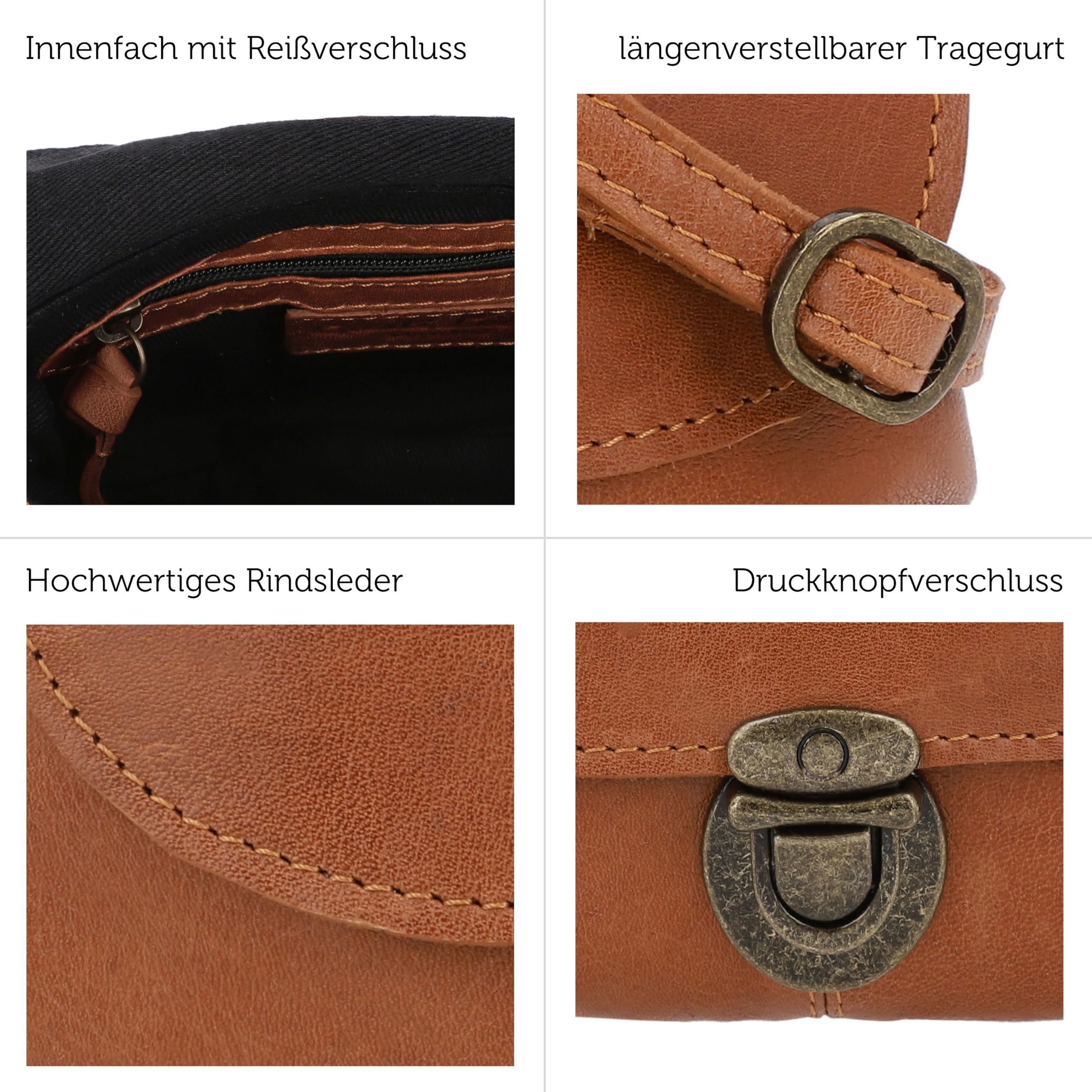 Gusti Umhängetasche Leder-Rona Handtasche Freizeittasche kleine Tasche Schultertasche Damen Ledertasche Vintage Leder