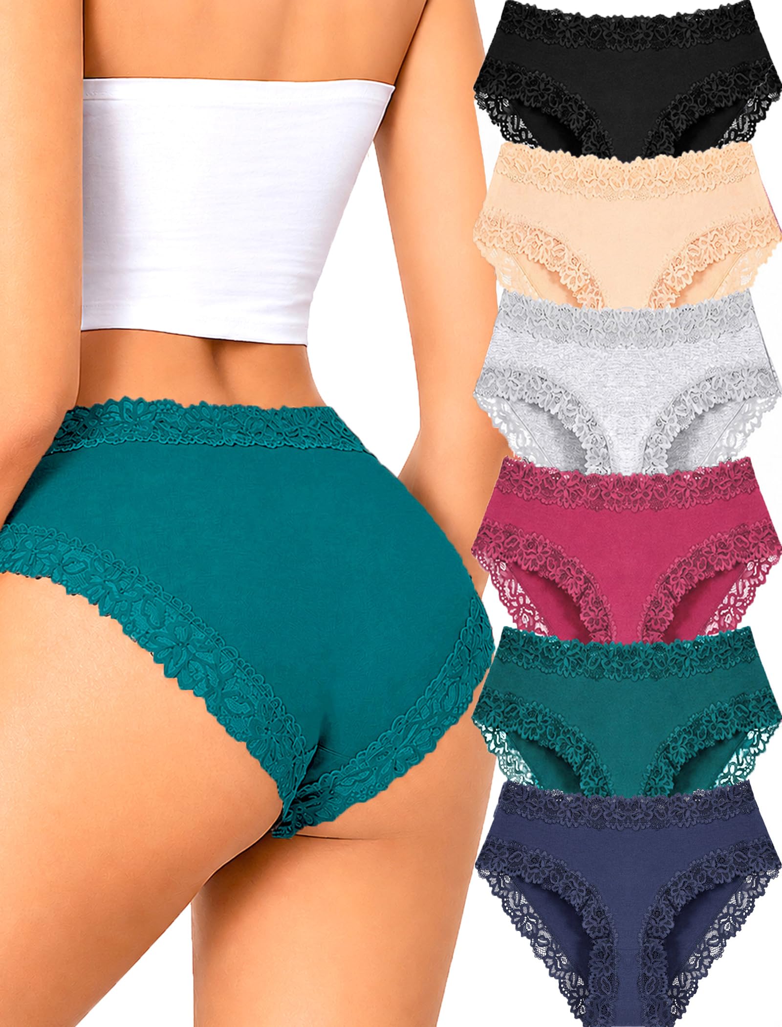ALL OF SHE Cotton Underwear for Women Sexy Lace Panties Cheeky Bikini Lingerie Sets 6 Global Recycled Standard Global Recycled Standard Global Recycled Standard