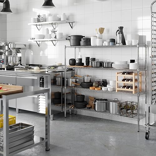 Miniatura 4 de Kit de estantería de alambre cromado de 4 niveles de 14 pulgadas de profundidad x 60 pulgadas de ancho x 54 pulgadas de alto  Unidad de estante de