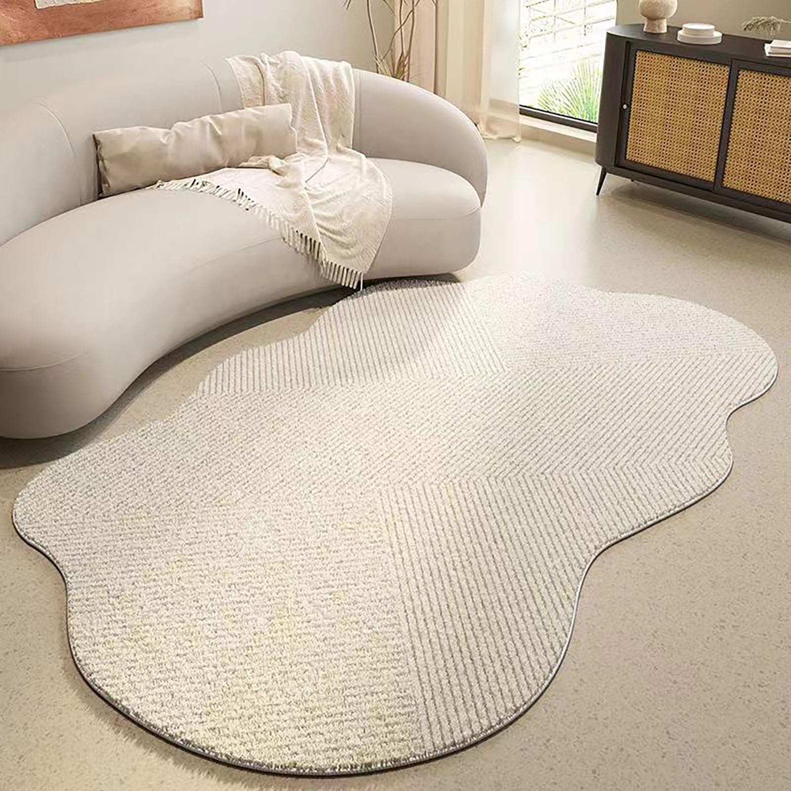 Area Rug, Irregular Shaped Rug, Washable Low-Pile Rug, Funny Modern Abstract Minimalist Carpets Suitable for Living Room Bedroom Lounge Area Home