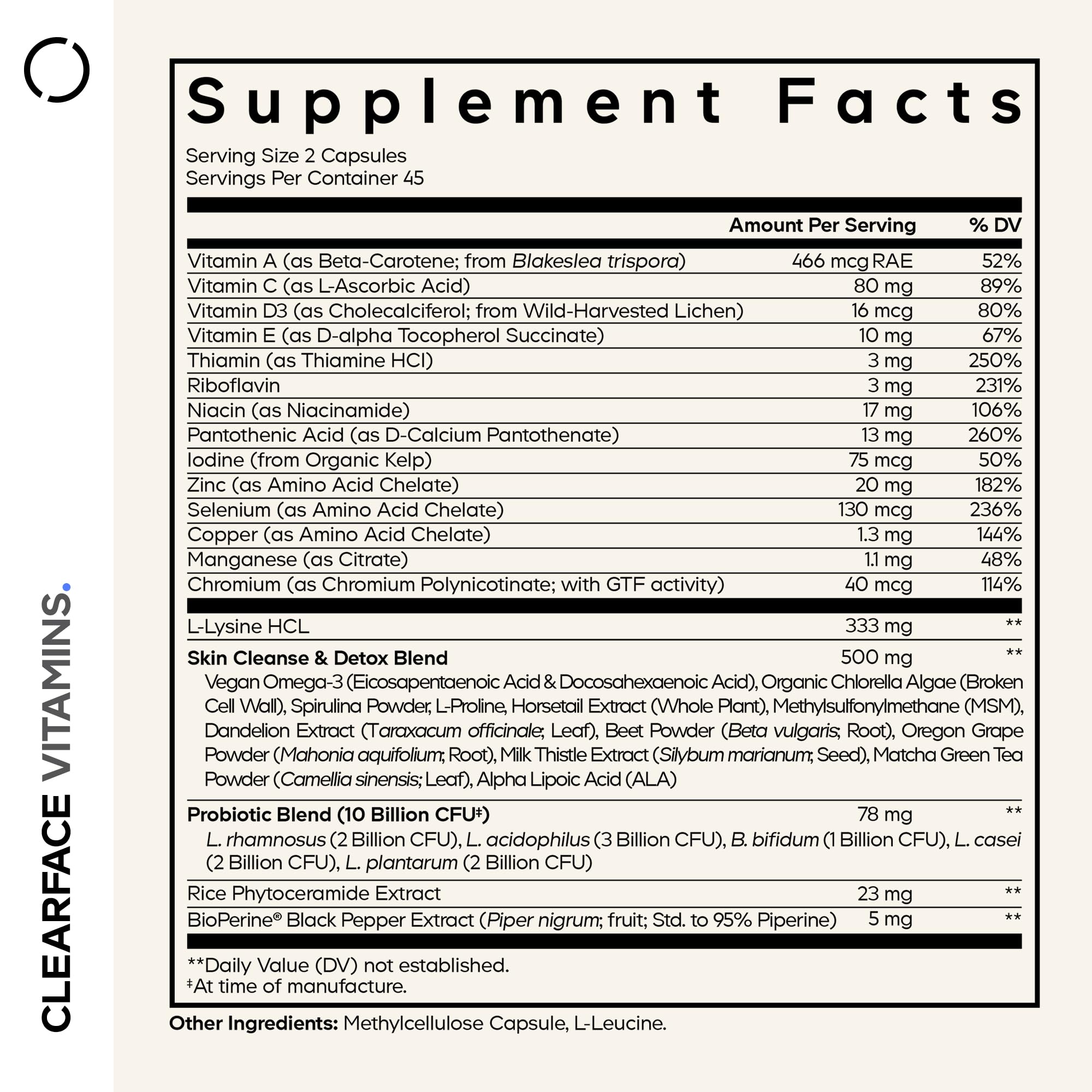 Codeage Clearface Vitamins, Skin Vitamins, Minerals, Niacin, 90 Capsules — Amazon image 2