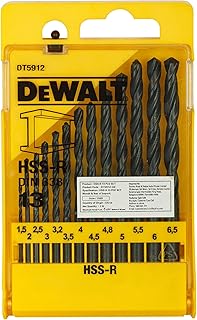 DEWALT DT5912 HSS-R - DIN 338 Jobber Drill Bit Set (13 Pieces)