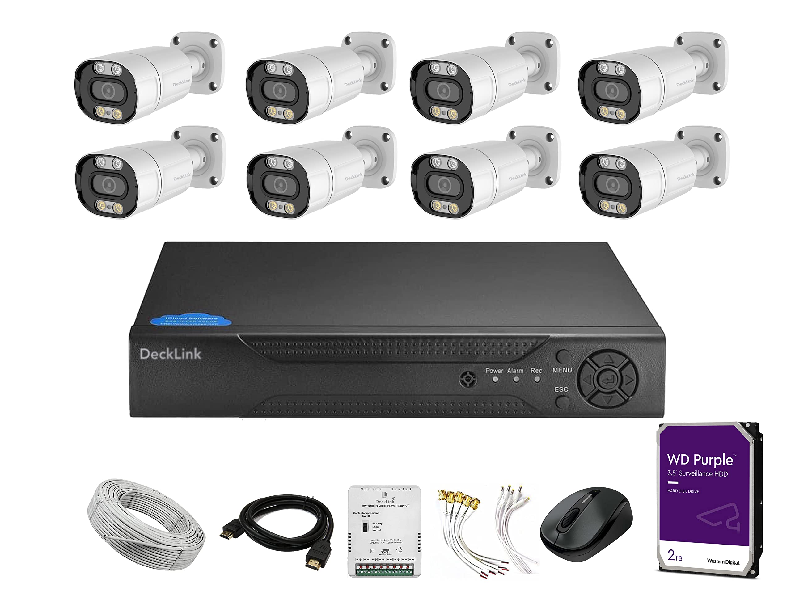 5MP Full HD 8 CCTV Camera Full Set Metal Body Camera, 2TB Surveillance HD with All Accessories-image-24