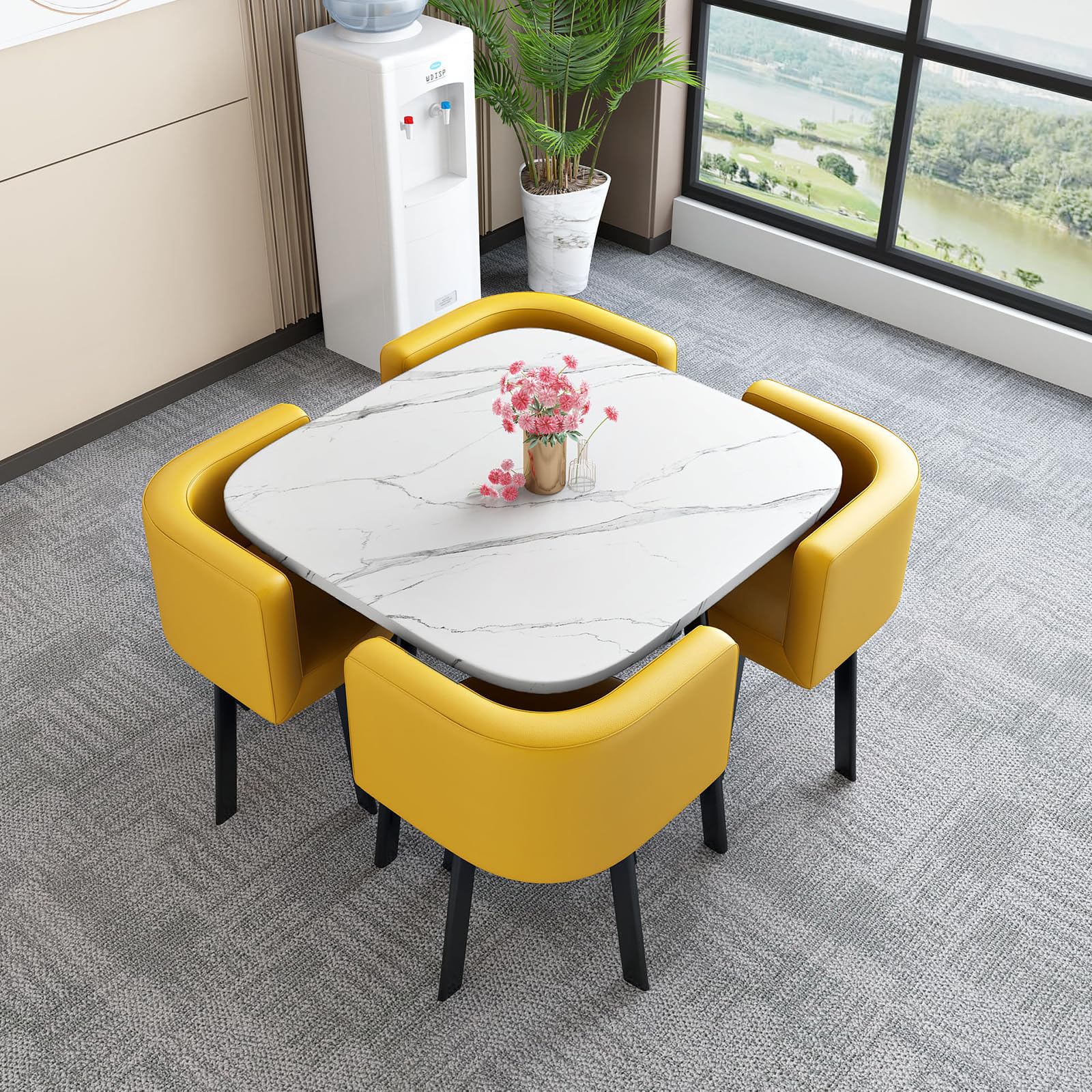 AYCDL Round Modern Dining Table Set for 4 35.4" x 29.5",#29-80 * 75cm/31.5 * 29.5in
