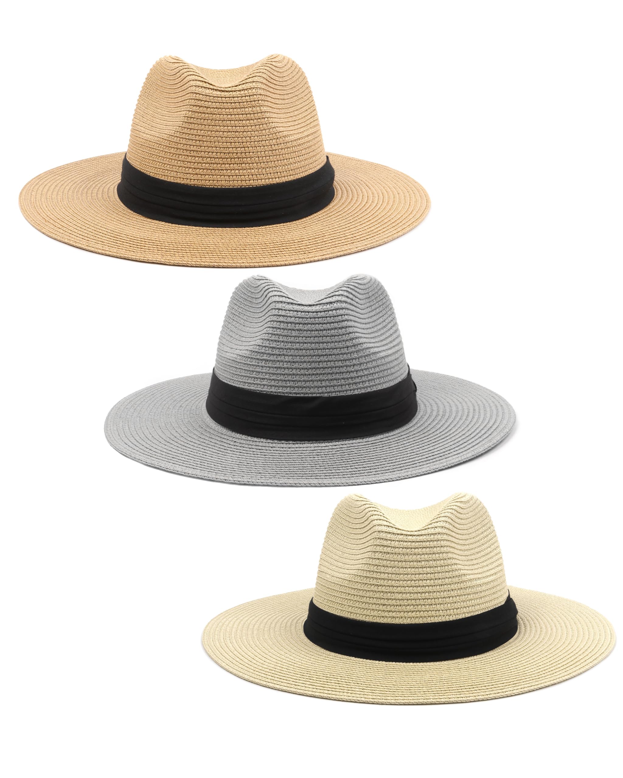 Zylioo Oversize XXL Straw Sun Hats,L/M/S UV Panama Beach Hat,X-Large Summer Fedora Hats with Lanyard for Big Heads