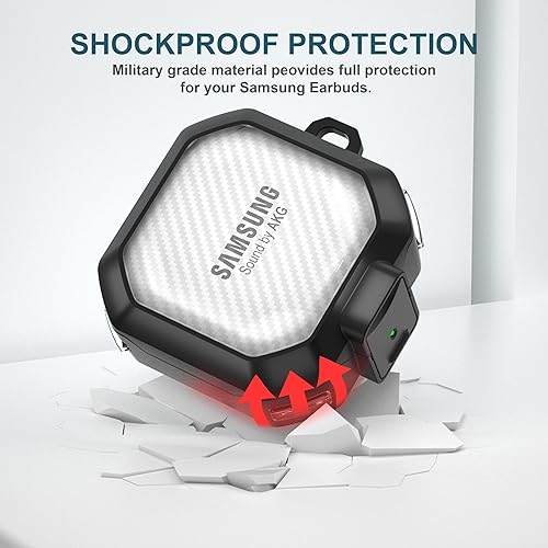 Miniatura 4 de Valkit Funda transparente compatible con Galaxy Buds 2 ProGalaxy Buds 2Galaxy Buds ProLive con cerradura, cuerpo completo a prueba de golpes, funda