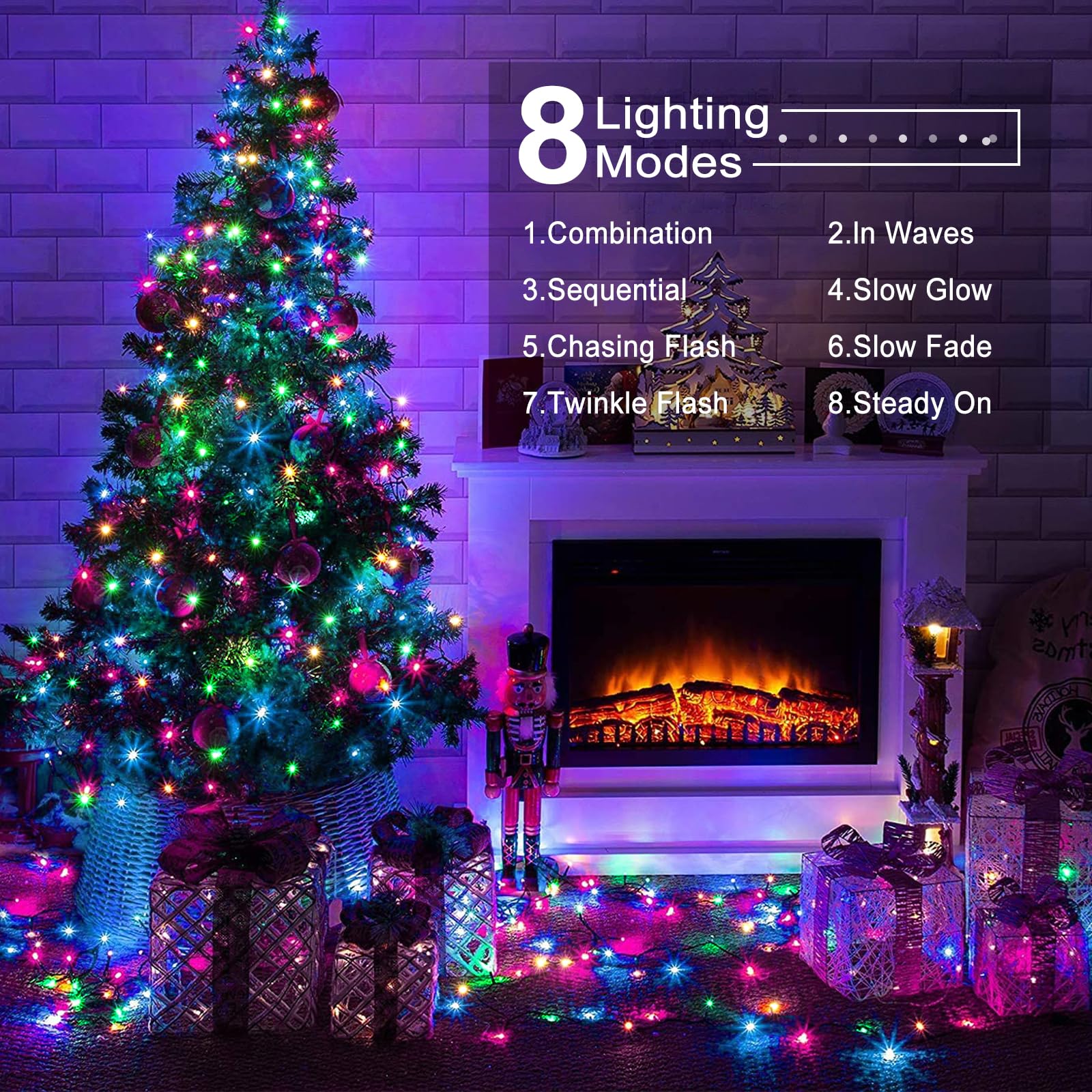 Quntis Luci Natale Esterno 50M 500 LED, Luci Albero di Natale con 8 Modalità, IP44 Impermeabile Luci Natalizie Decorazioni per Esterno Interno Casa Feste Balcone Terrazzo Gazebo, Colori