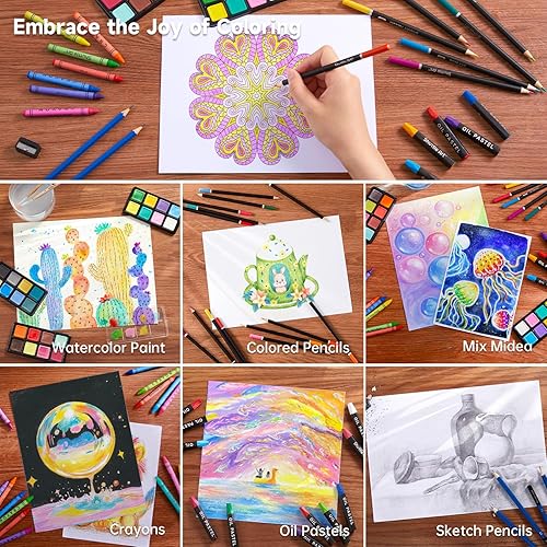 Miniatura 6 de Shuttle Art - Juego de 149 piezas de arte de lujo, suministros de arte en estuche de madera, kit de dibujo y pintura con crayones, lápices