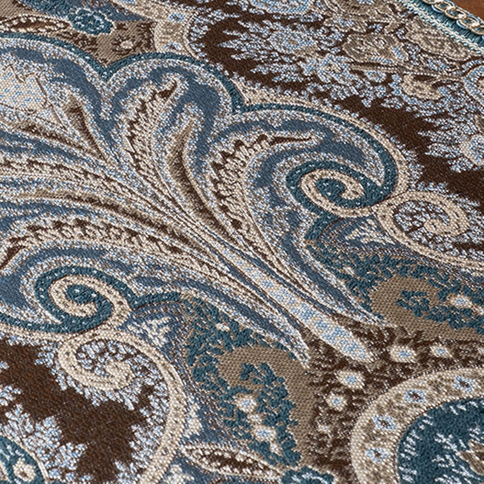 Runner Tavolo Blu Verde con Motivi Floreali,Poliestere,35x200cm