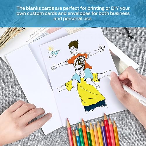 Miniatura 5 de Paquete de 200 tarjetas y sobres blancos en blanco, cartulina plegada pesada Ohuhu de 4.25 x 5.5 y sobres A2 para tarjetas de felicitación de