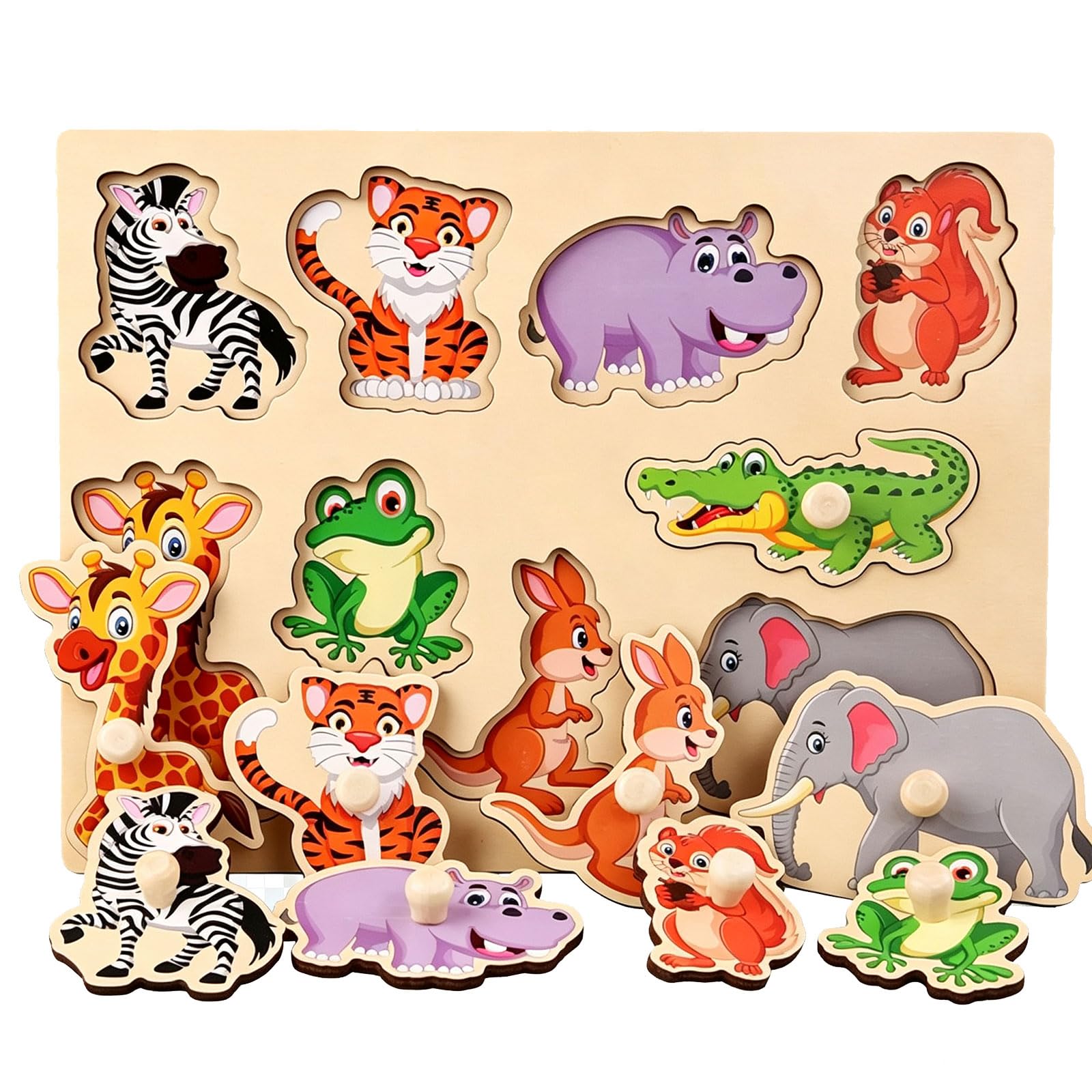 ttnmrc Montessori Wooden Knob Peg Puzzle
