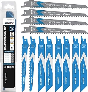 EZARC Reciprocating Saw Blades Set, 12 Piece Sabre Saw Blade for Wood and Metal, Pruner Saw Blades with Organizer