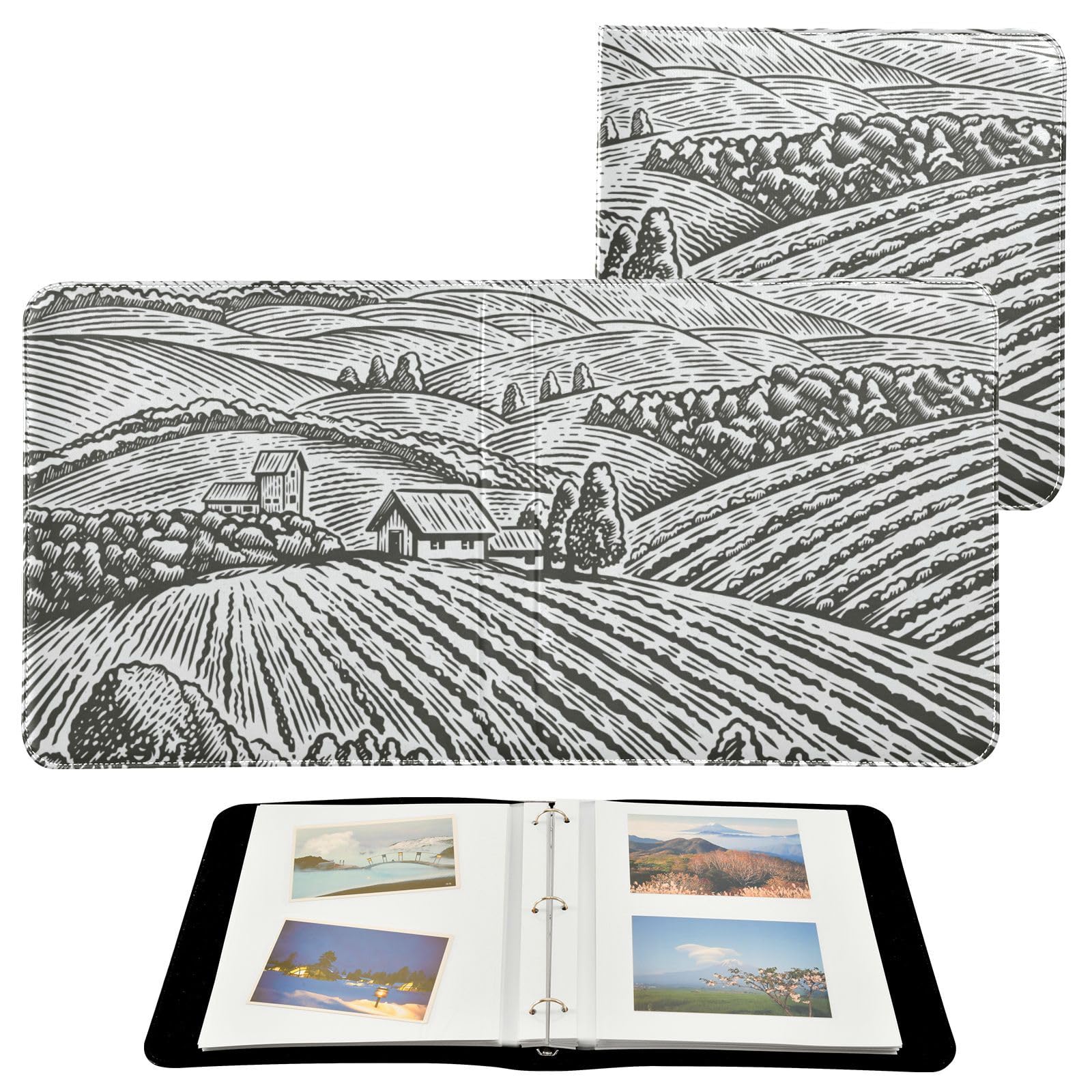 Álbum de fotos para fotos, páginas autoadhesivas, estantería de fotos, álbum de fotos familiar, 4 x 6 pulgadas, paisaje rural