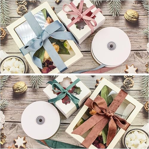 Miniatura 7 de Cinta de terciopelo de doble cara verde polvoriento, 1 pulgada, 10 yardas, cintas de terciopelo para decoración de coronas de Navidad, envoltura de