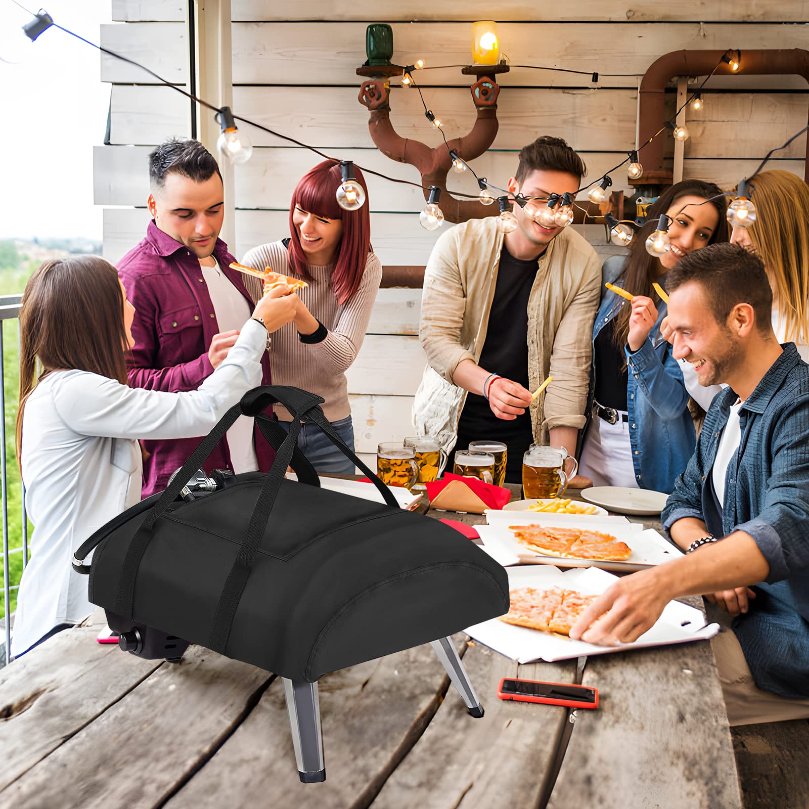Housse de four à pizza pour Ooni Koda 16, étanche 600D, sac de transport en tissu Oxford, fours à pizza avec nouvelle poche supérieure zippée, accessoires pour four à pizza - Noir