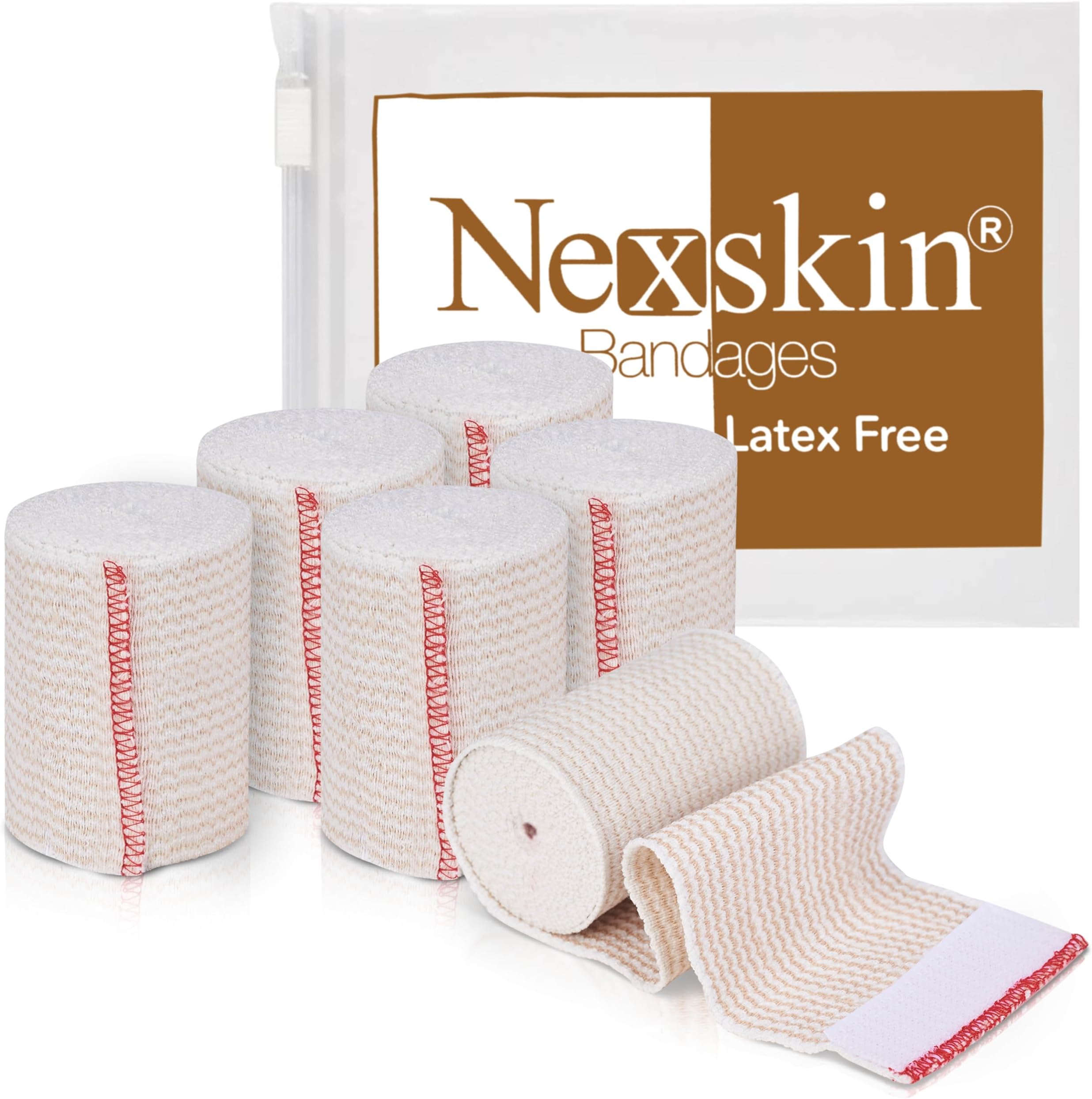 Elastic Bandage Wrap with Hook and Loop Closure, 3" Width - 6 Pack
