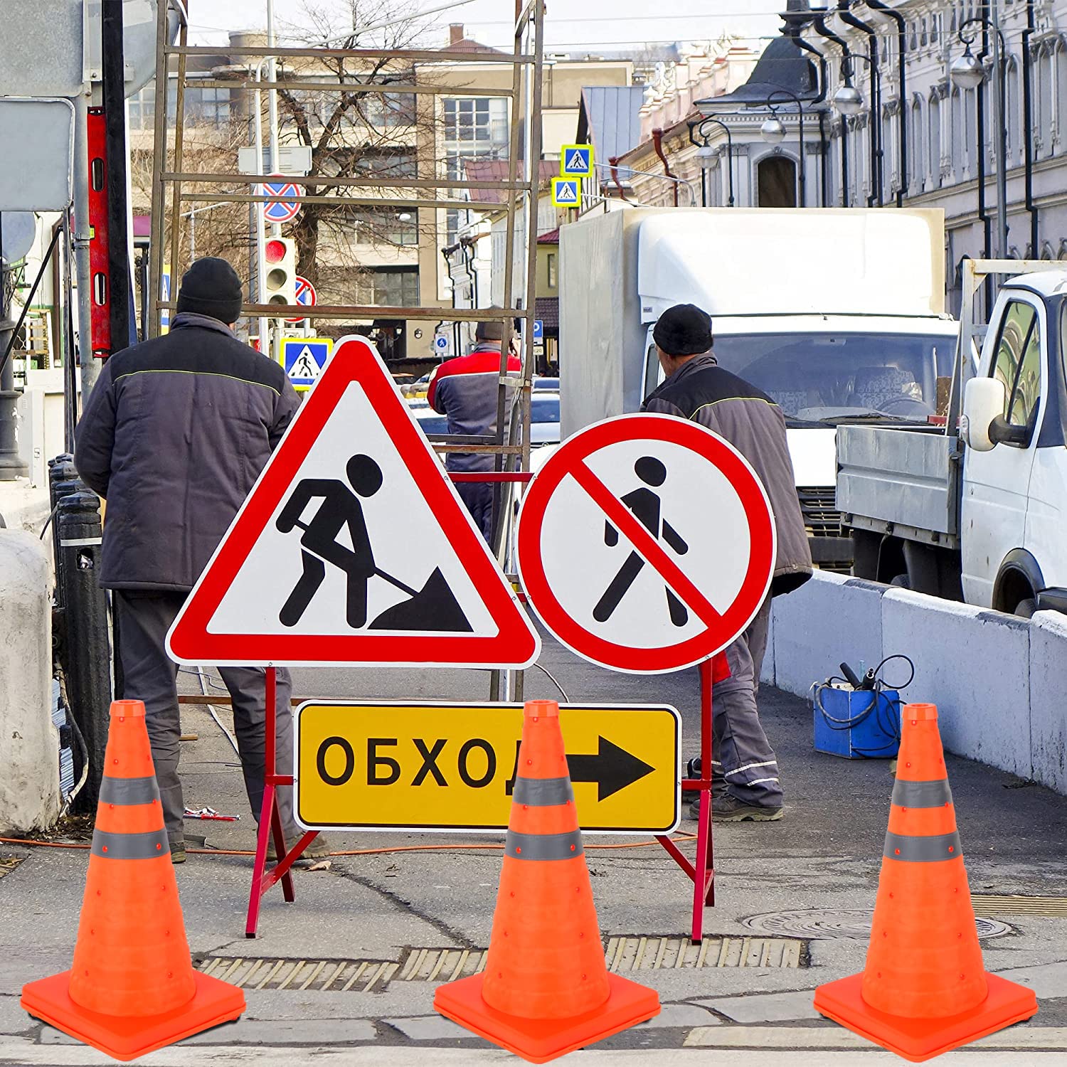 Faltkegel Warnkegel/Verkehrskegel/Verkehrskegelschild/Faltbar Warnkegel Sicherheitspilone Sicherheitskegel Mehrzweck-Popup-Reflektierender Sicherheitskegel