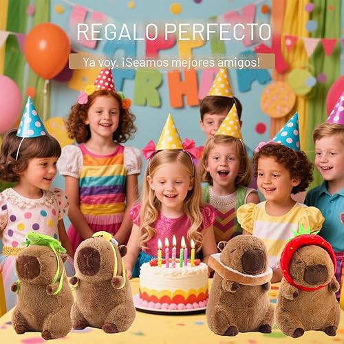 Miniatura 7 de Capybara - Lindo animal de peluche de Capybara Kawaii con tortugas Capibaras Peluches regalos de cumpleaños para niños y niñas, 9 pulgadas