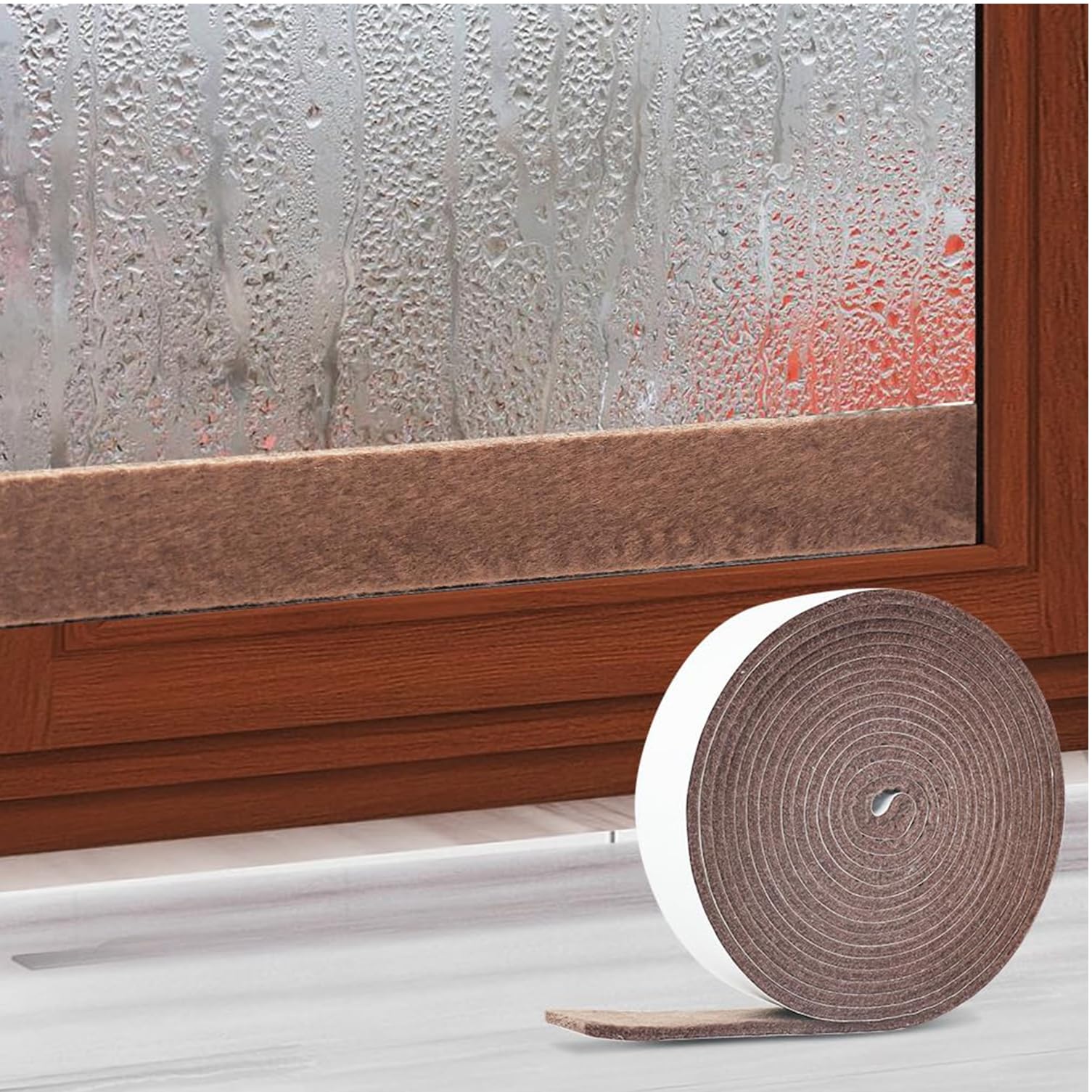 Condensation Moisture Absorbent Tape for Windows - Water Absorber Stripe to Prevent Small Lakes, Brown Condensation Drip Strip for Home 3 cm × 4 m