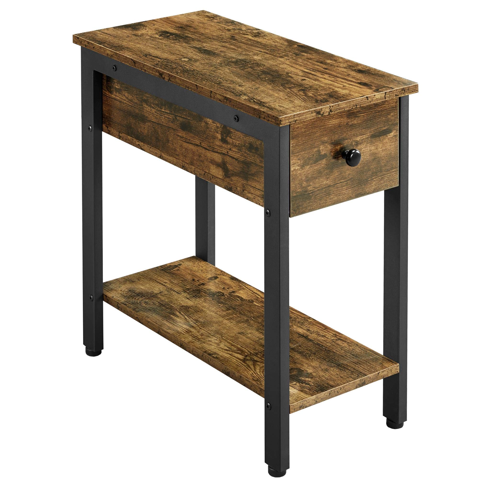 Buy Yaheetech 2Tier Industrial Side Table with Drawer, Narrow