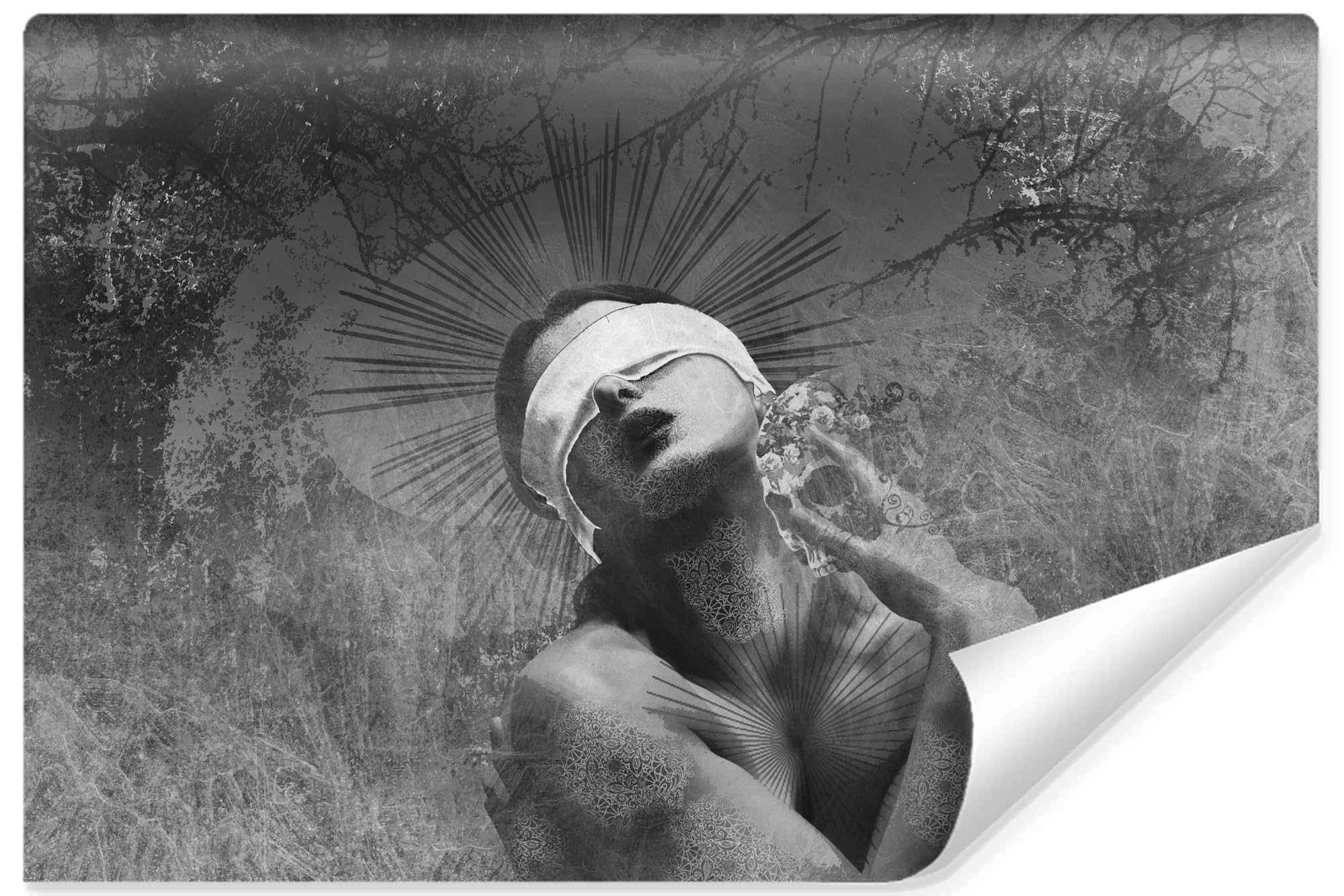 Muralo Carta da Parati 3D, Astratto Ritratto di Donna - 416x290 cm