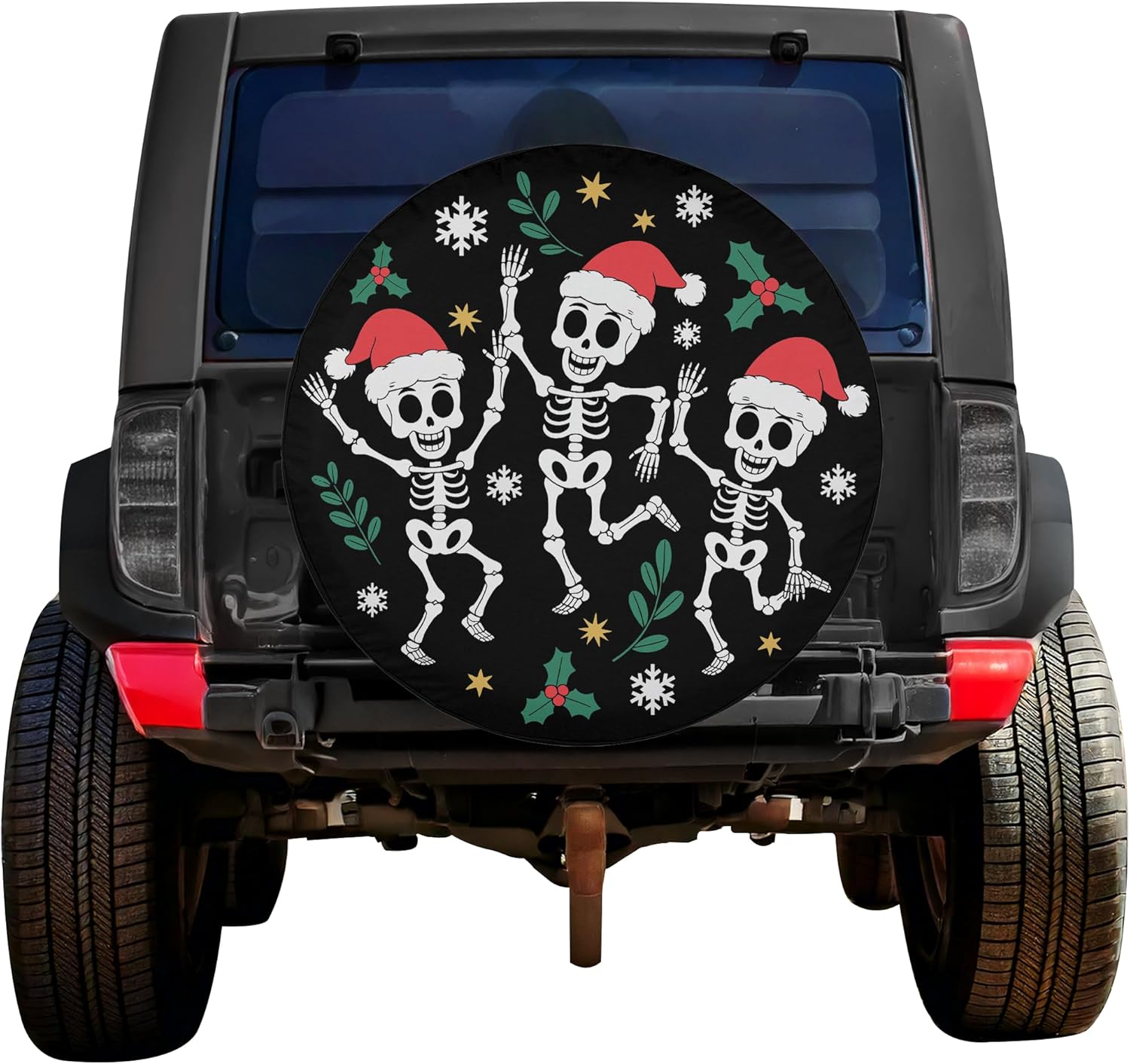 VanLich Shop Christmas with Funny Skull Skeleton Spare Tire Cover with/Without Backup Camera Hole – Tire Cover with Christmas Theme