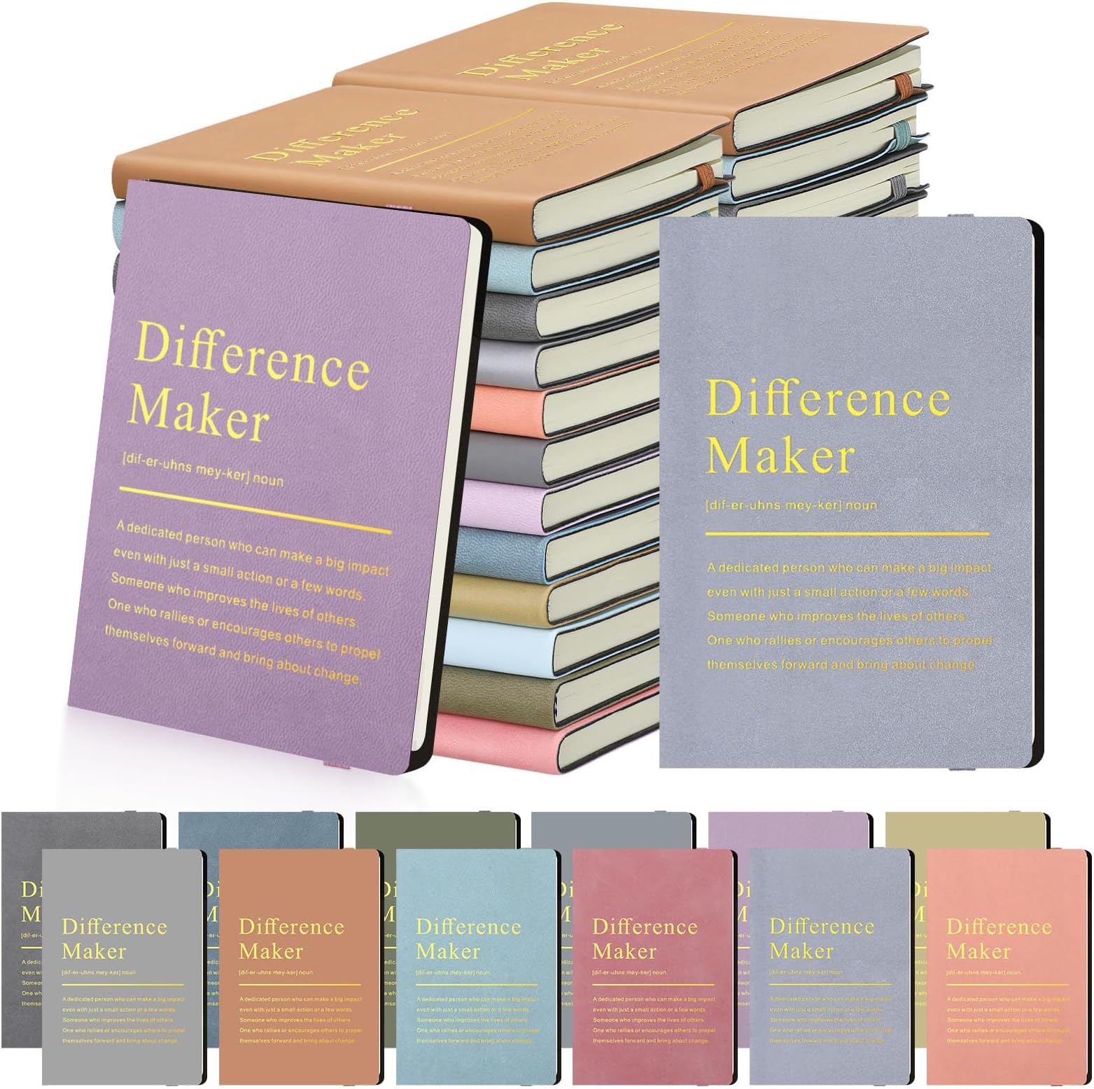 24 Pcs Employee Appreciation Gifts A6 Small Leather Journals Bulk Inspirational Different Maker Notebook Thank You Gift for Women Leadership Coworker Team Staff Christmas (Pastel Color)