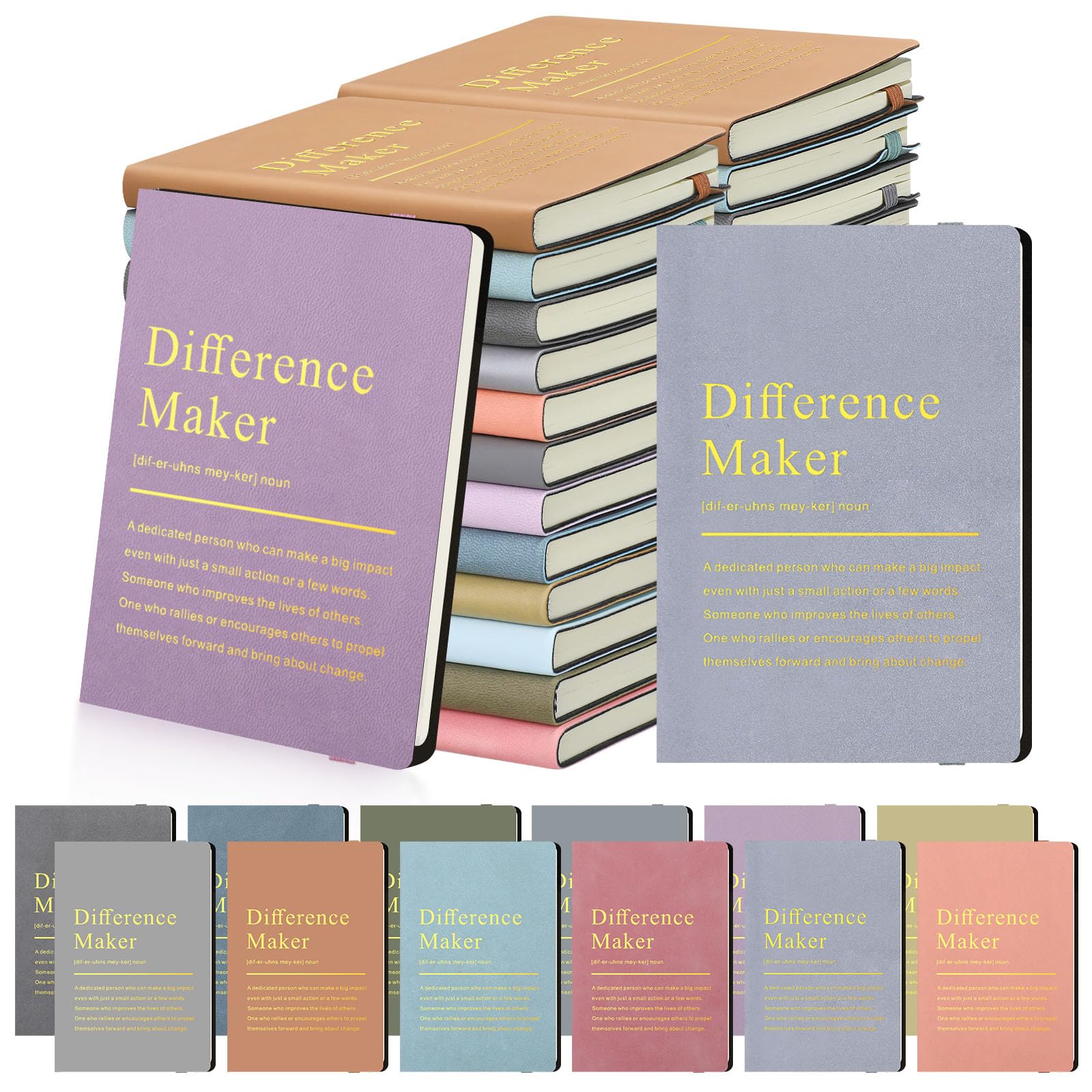 Chiisong 24 Pcs Employee Appreciation Gifts A6 Small Leather Journals Bulk Inspirational Different Maker Notebook Thank You Gift for Women Leadership