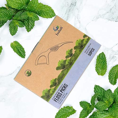 Miniatura 9 de Palillos de hilo dental natural (100 unidades)  Veganas, ecológicas y sostenibles hilo dental  Doble hilo dental (menta)