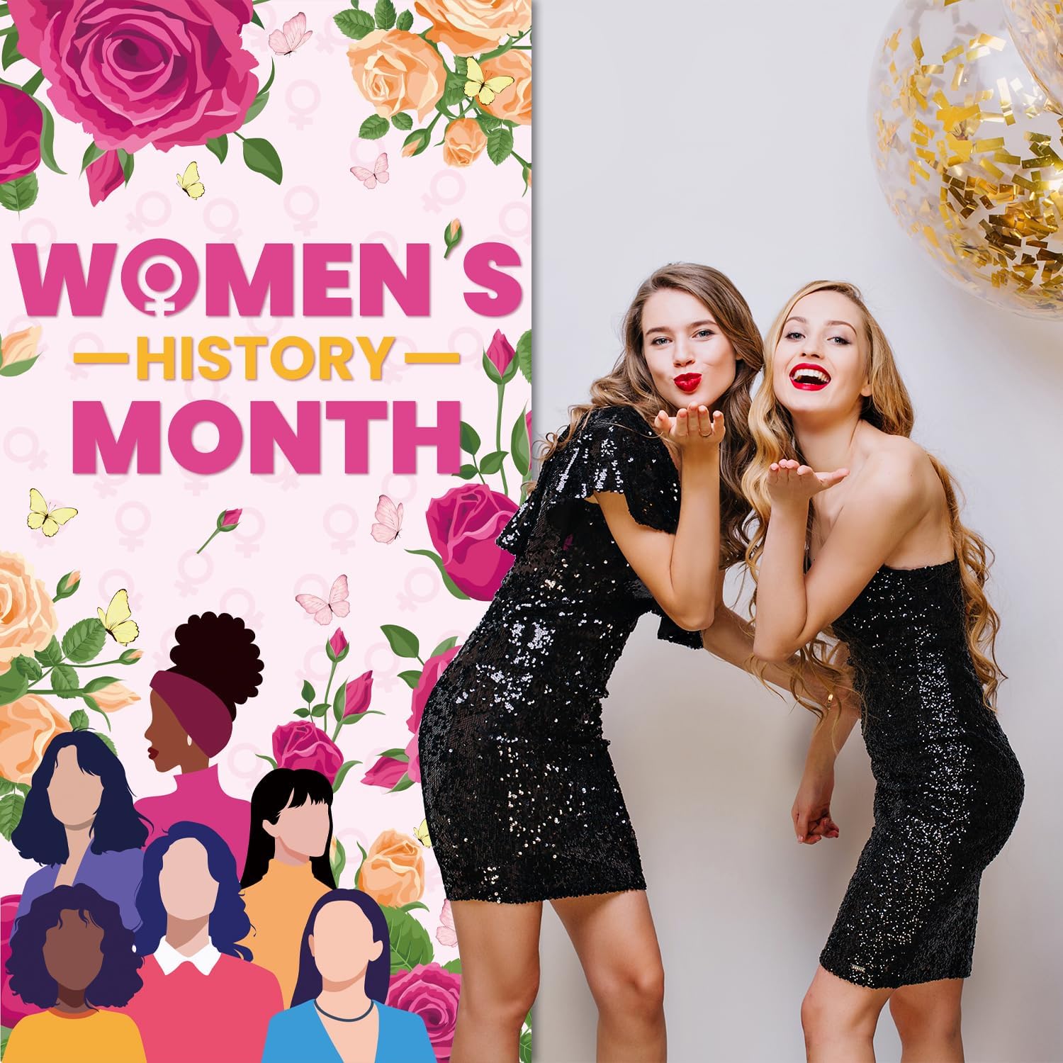 Womens History Month Decorations Door Cover Women's History Month Door Banner International Womens Day Hanging Banner Decorations Celebrate Female Liberation Party Decor