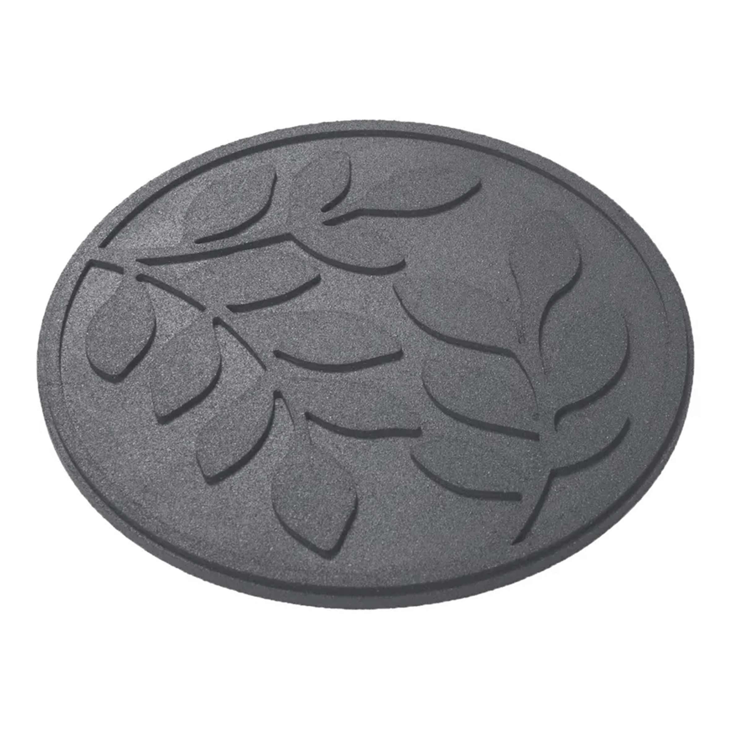 Nicoman Garden Recycled Stepping Stones with Leaf Design, Reversible, Rubber, Hard Wearing (Grey, Set of 4)