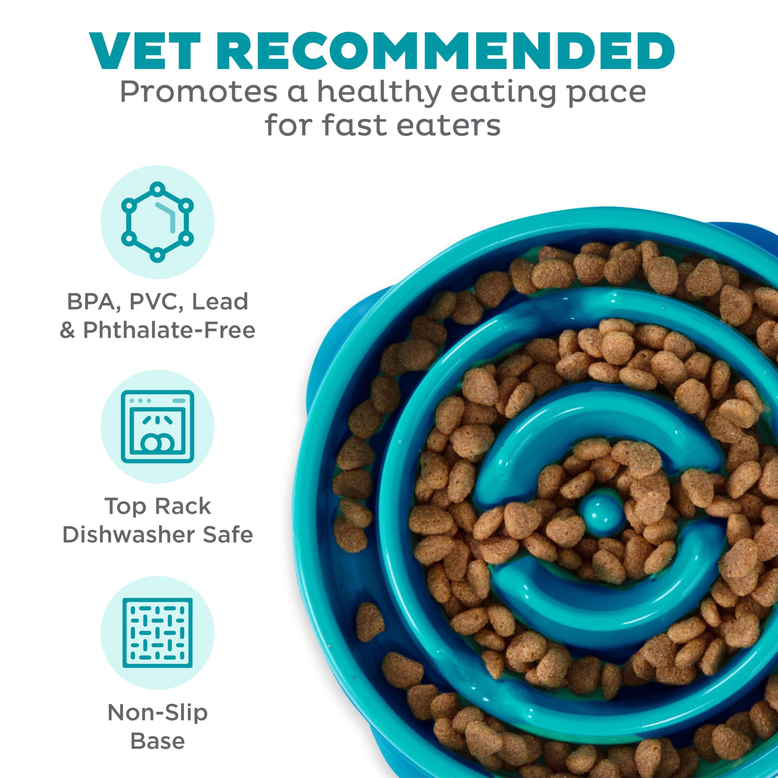 Outward Hound Fun Feeder Slo-Bowl - Ciotola Anti-ingozzamento per Cani - Medio - Turchese