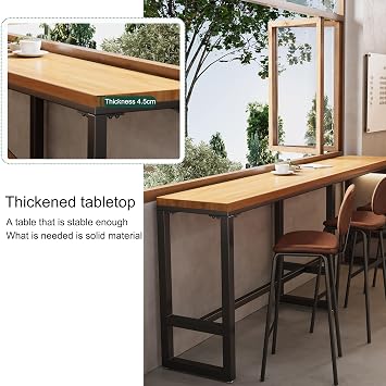 Rectangular Bar Counter Height Table Pub High Top Coffee Table for Narrow Space Kitchen Coffee Shop Dining Room Restaurant-Table Only(140 * 40 * 105cm/55.1 * 15.8 * 41.3in)
