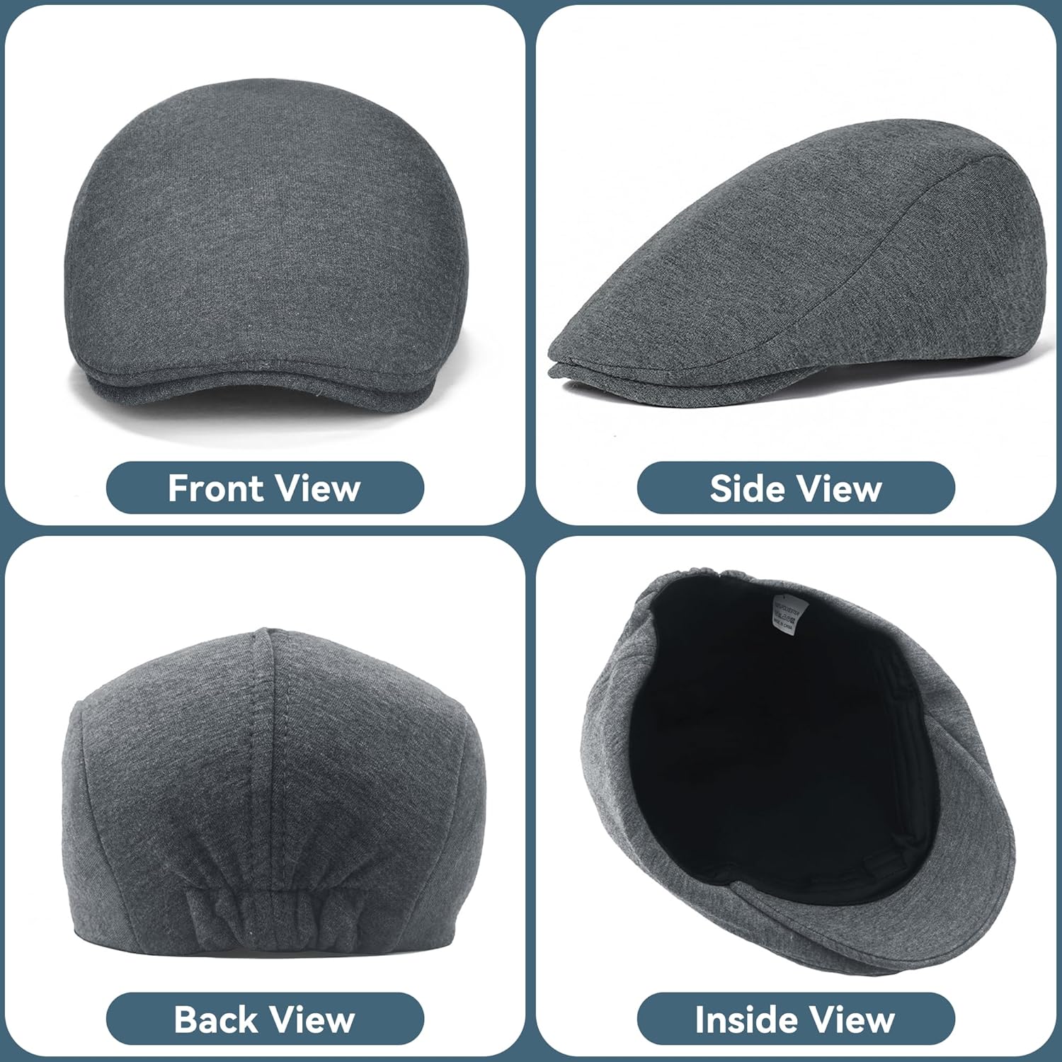 KUJUHA Men's Newsboy Cap Cotton Flat Ivy Gatsby Newsboy Hat Driving Hat Irish Cabbie Hunting Caps Winter Hat - Image 3