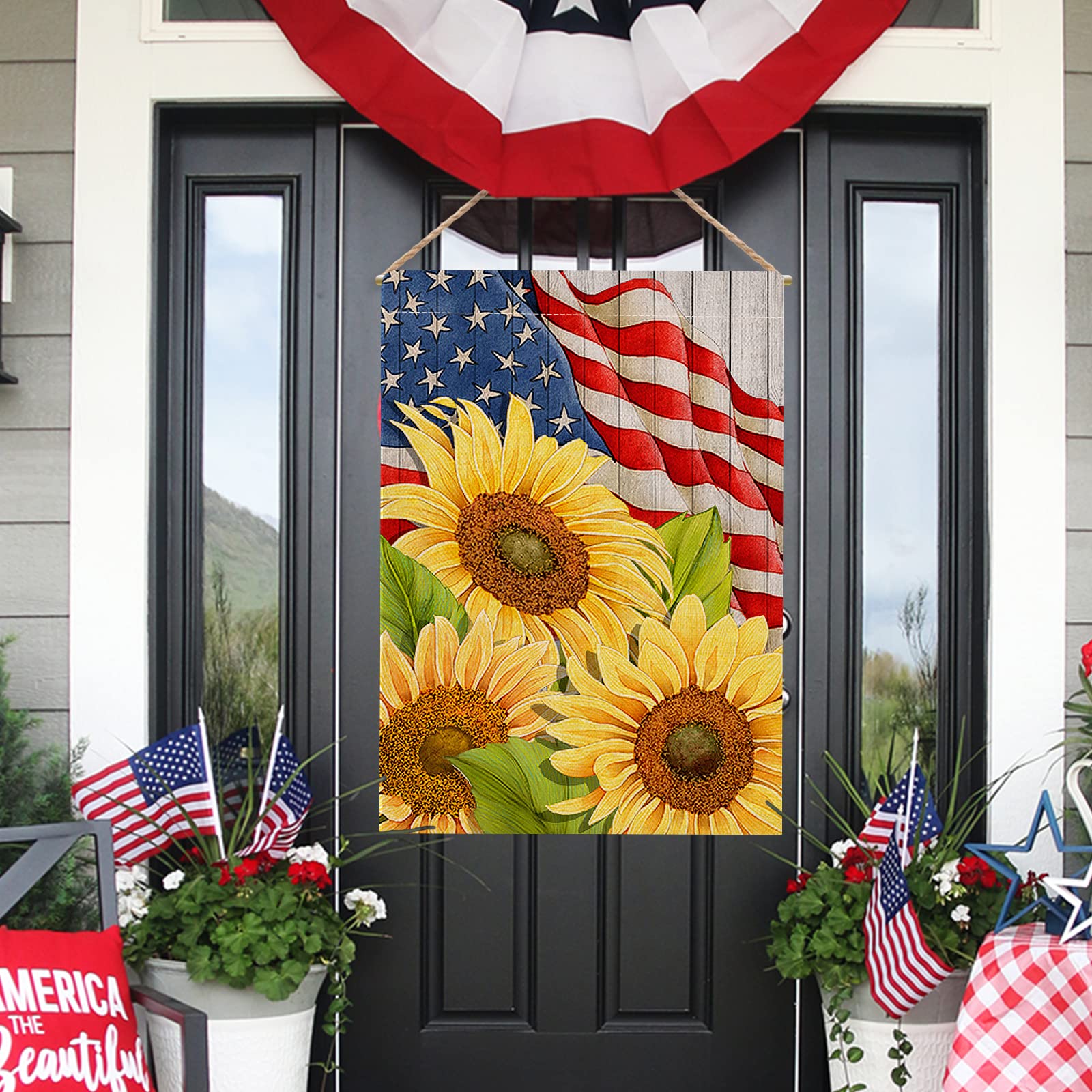 Hzppyz Sonnenblumen Gartenflagge – Kleine Willkommensflagge 12x18 Cm, Doppelseitig, Wetterfest