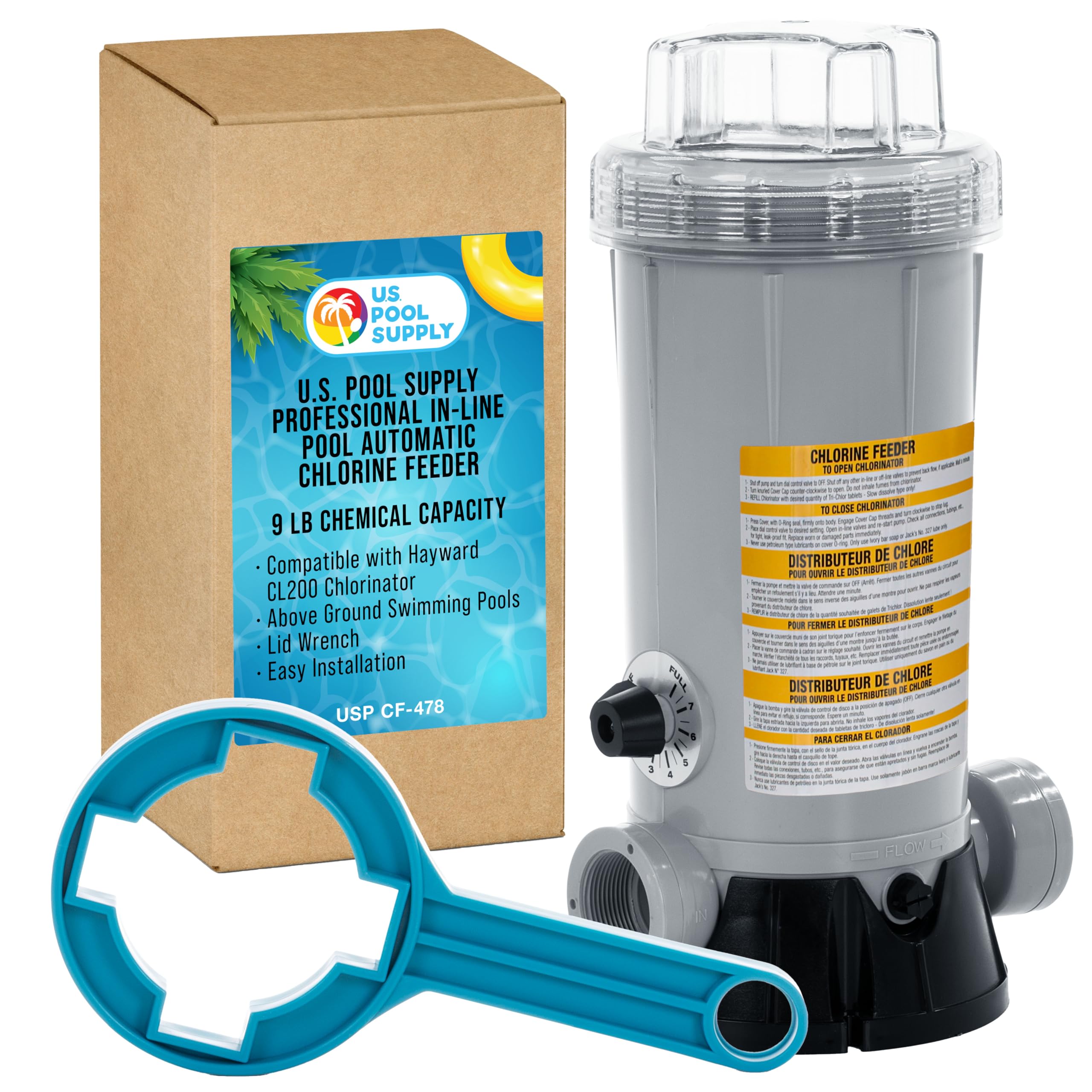 U.S. Pool Supply Distributeur automatique de chlore professionnel pour piscine, 4,1 kg