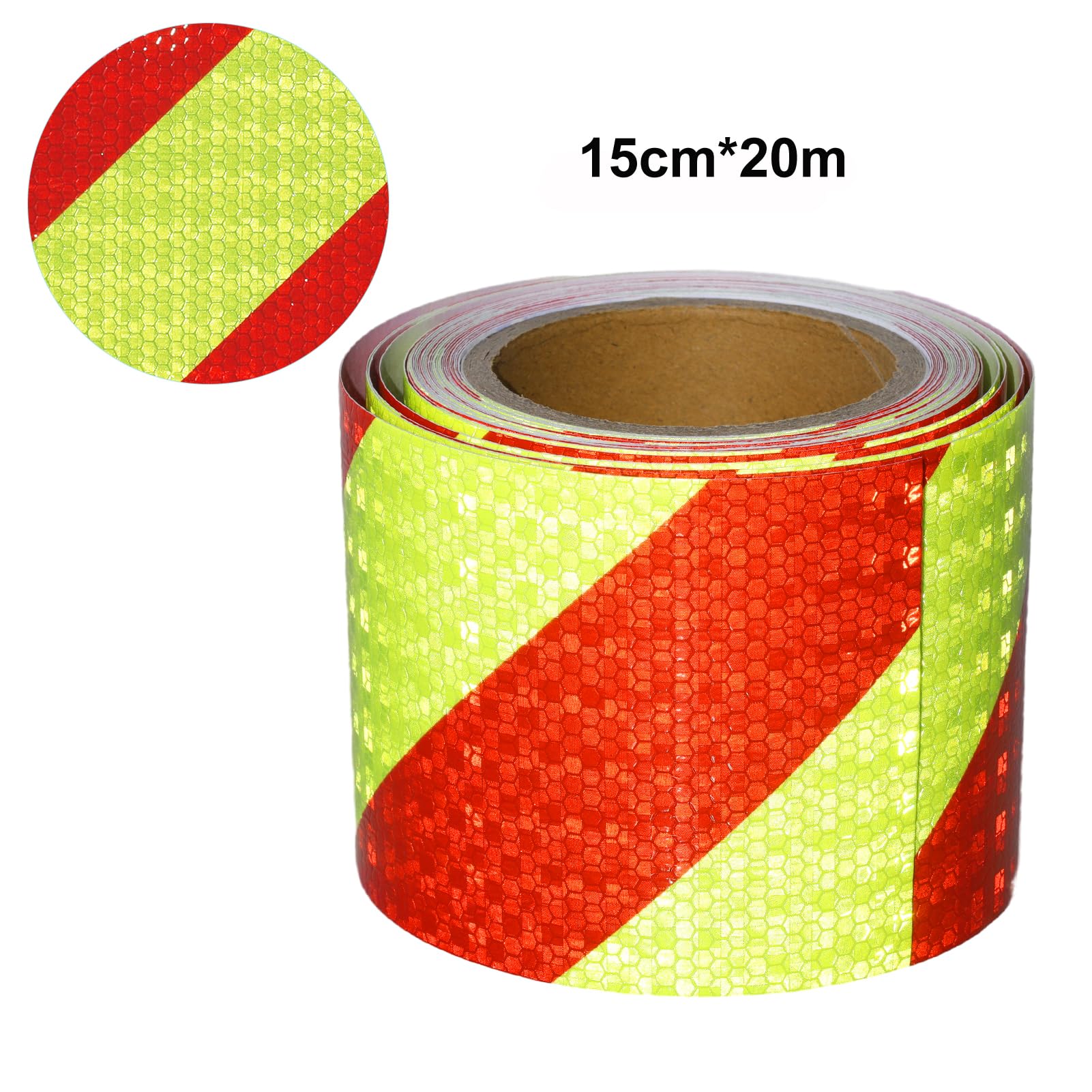 Ruban Reflechissant Adhesif Rouge et Jaune 15cm x 20m Bande Reflechissante Autocollante Imperméable Bande Réfléchissante pour véhicules, voitures, remorques, extérieur