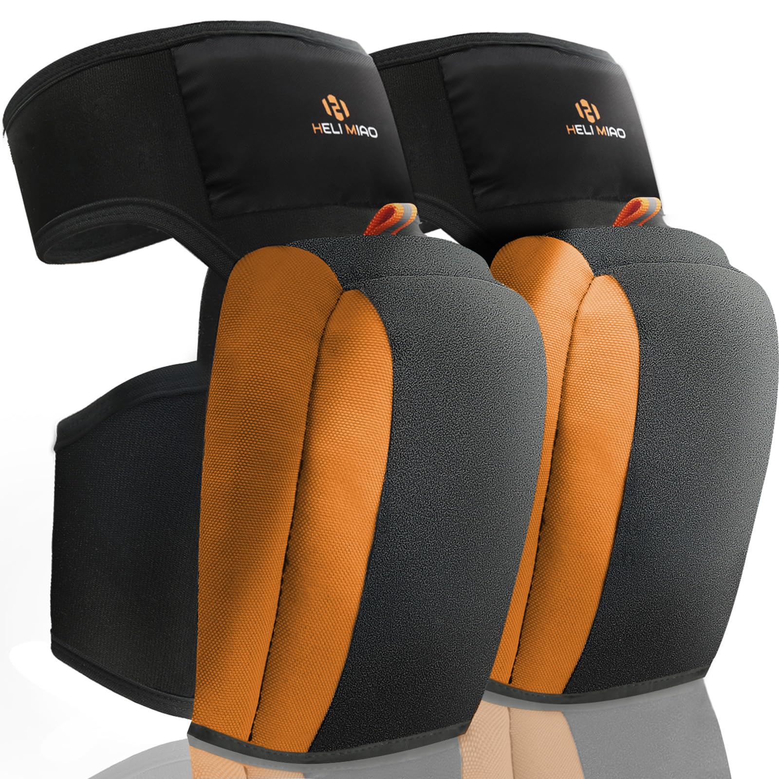 HELI MIAO Heavy Duty Knee Pads, Professional KneeProtectors with Double Straps & High-Density Foam,Durable Knee Support for Construction, Flooring, Tiling,Garden & Home Improvement Orange