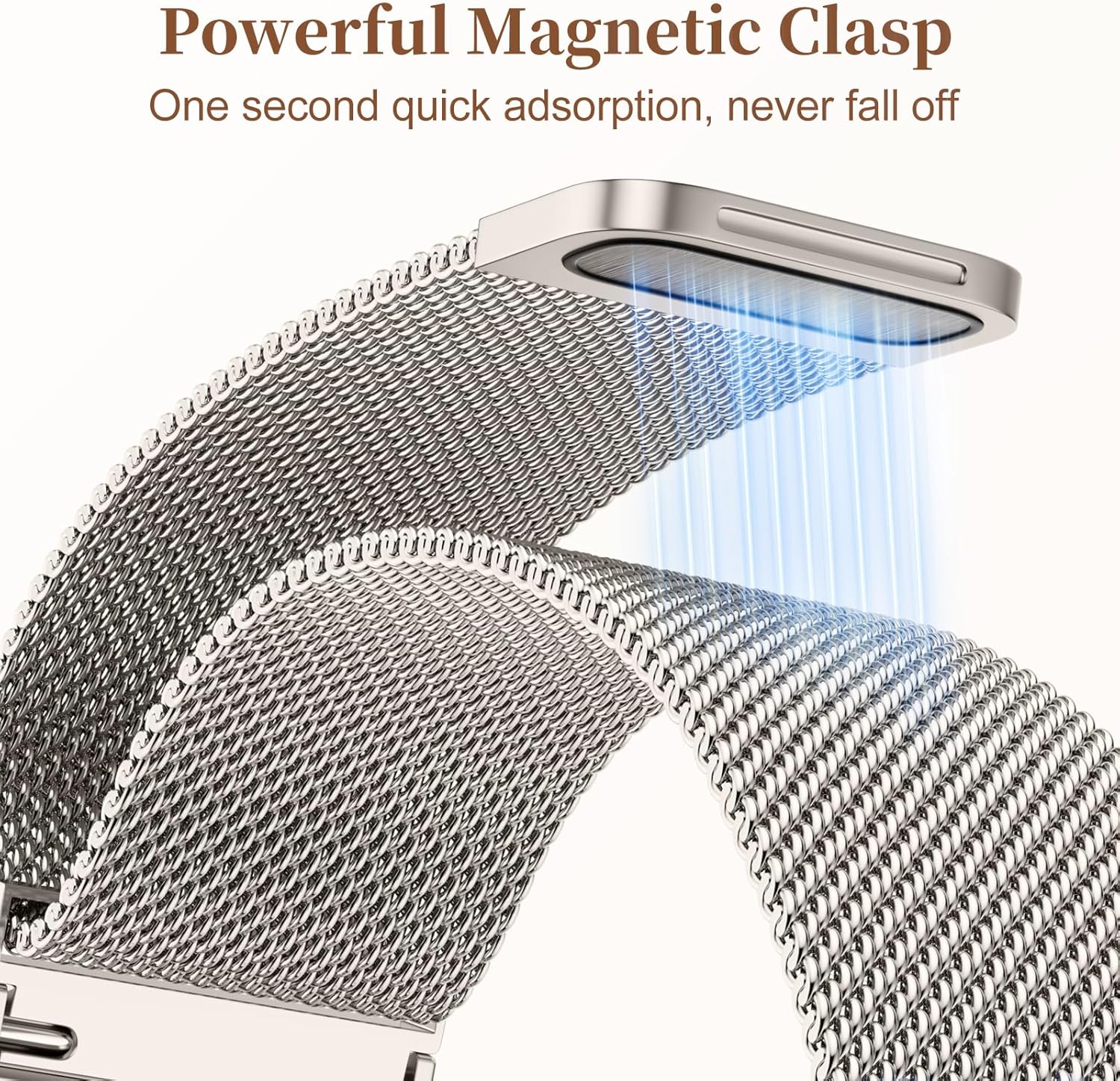 Getino Milanese Loop for Apple Watch Bands for Women 40mm 41mm 42mm 44mm 45mm 46mm 49mm 38mm, Magnetic Metal Stainless Steel iWatch Band for iWatch SE Series 11 10 9 8 7 6 5 4 3 2 Ultra, Starlight - Image 5