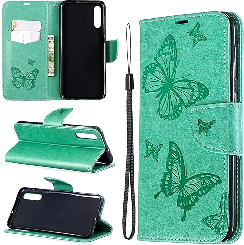 Vepbk fA r Samsung Galaxy A50 HA lle  HandyhA lle Ledertasche Bookstyle Case Leder Handytasche Magnet Flip SchutzhA lle Tasche LederhA lle Wallet Cover Brieftasche Etui fA r Samsung Galaxy A50 GrA n