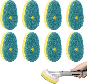 8 Packs Non Scratch Powerful Cleaning Sponge Refillsa - Compatible with Scrub Daddy Wand. Blue