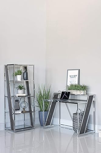 Miniatura 2 de Coaster Home Furnishings Alamosa - Escritorio de cristal cromado y transparente