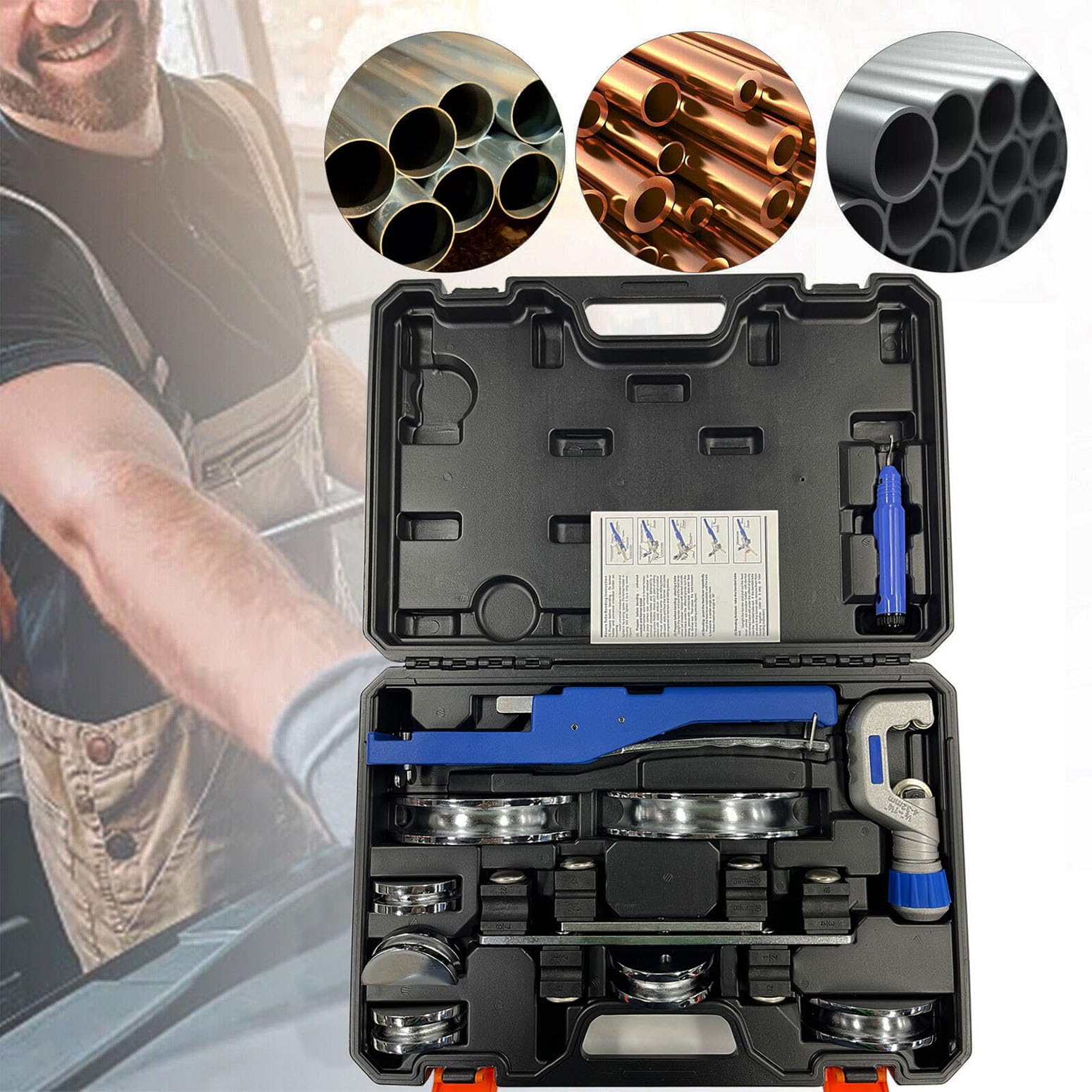KEESUNG Handbuigtang, 15 mm/22 mm, professionele handbuigtang, buisbuigapparaat, buigmachine met 2 metalen drukrollen voor koperen buizen, ijzeren buizen, aluminium buizen, roestvrijstalen buizen