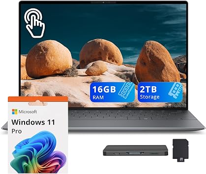 Dell XPS 13.4" 3K OLED Touch Laptop, Snapdragon X Elite X1E-80-100, 16GB RAM, 2TB Storage 1TB SSD+1TB Docking Station Set, Copilot+ PC, Backlit Keyboard, Fingerprint Reader, Win 11 Pro, Graphite