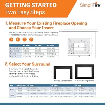 SimpliFire 25-Inch Electric Fireplace Insert, Small Black Surround, 35 x 23 (SF-INS25-SF-SI3523-INS25)